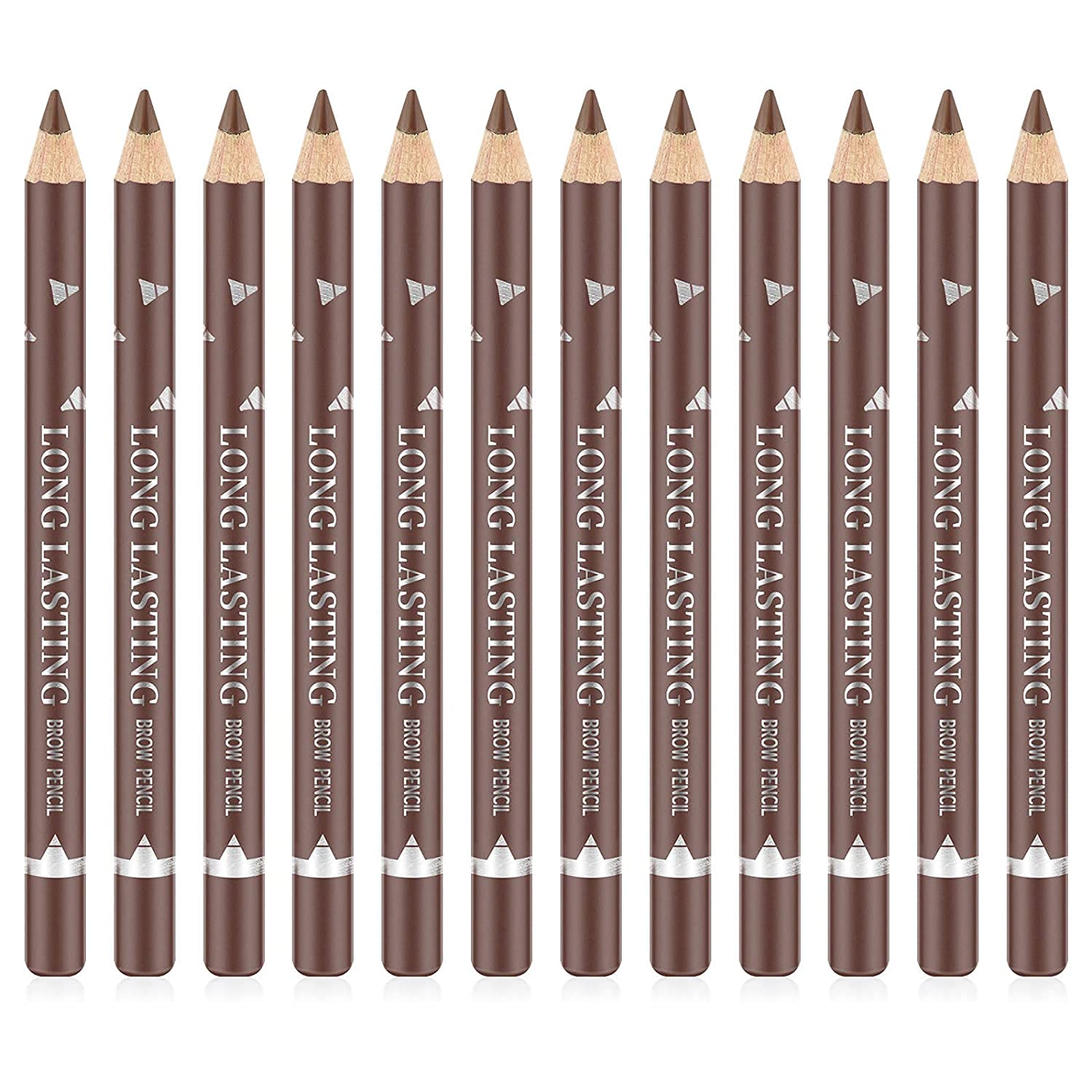 Go Ho 12 PCS Brown Eyebrow Eyeliner Pencils Makeup Pen,Sweatproof Eye Brow Pencil,Long-lasting Nice Color Eye Brow Gel Pen Makeu
