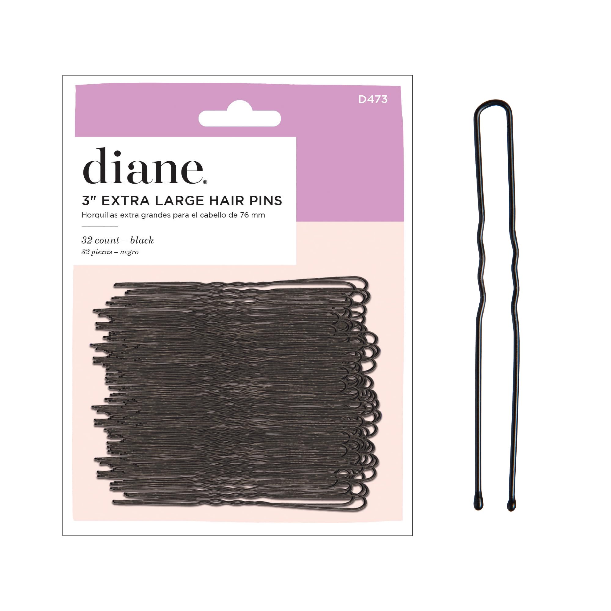Diane Hair Pins, Black, 3 (D473)