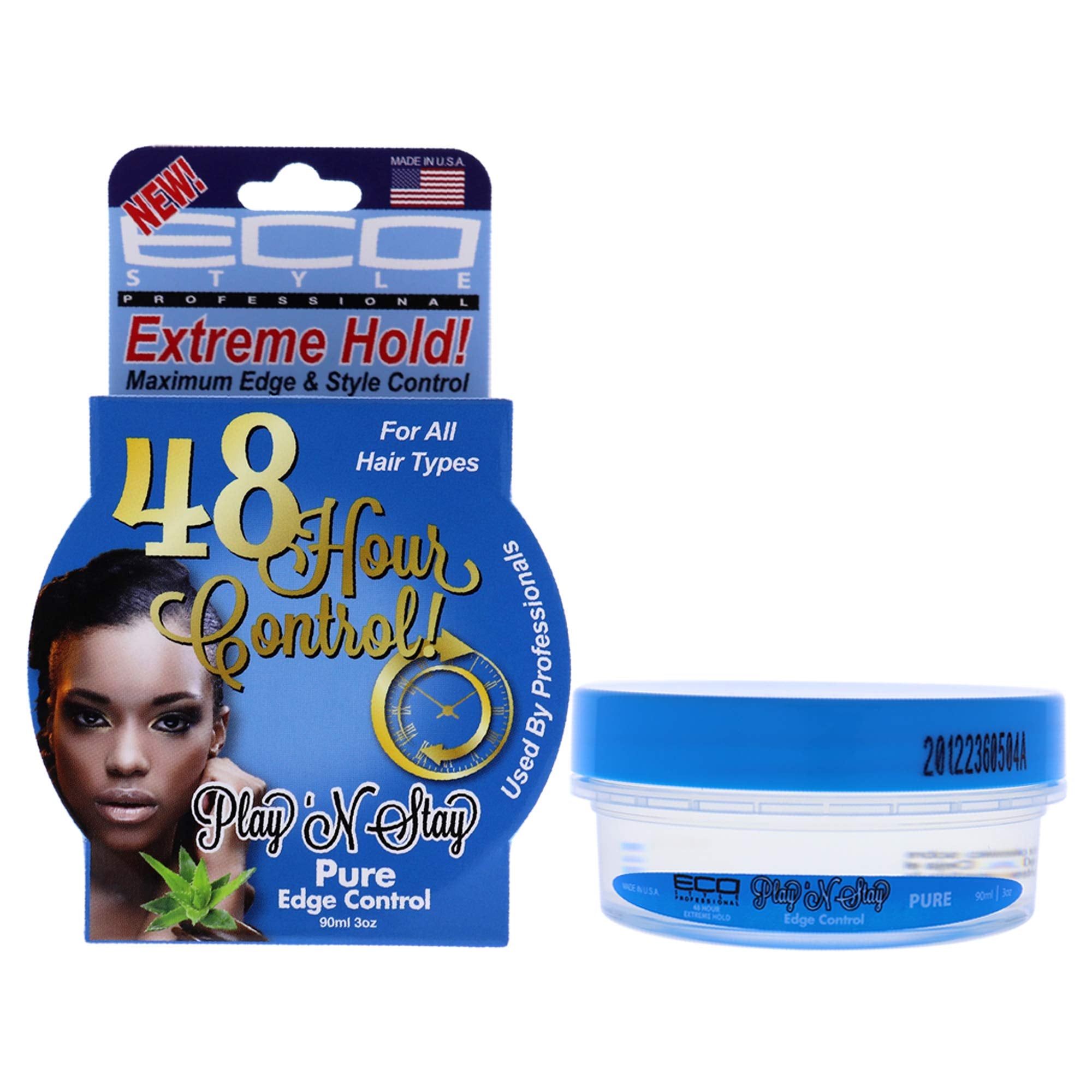 Ecoco Eco Playn Stay Edge Control Gel - Pure - Fortifies Hair - Provides Extreme Hold And High Shine - Promotes Healthy Scalp - 