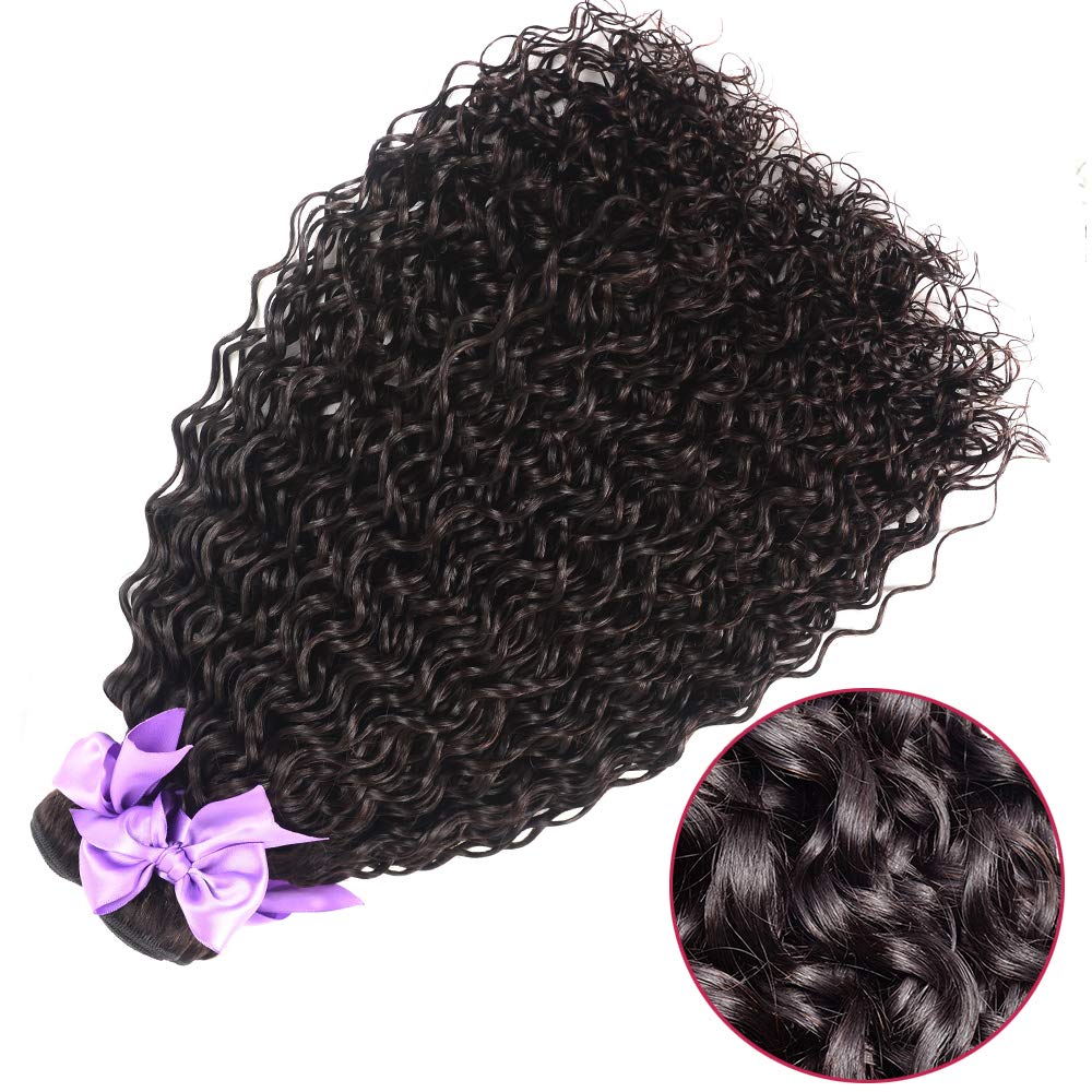 8A Brazilian Virgin Human Hair Water Wave Bundles With 4Inch X 4Inch Lace Closure 100% Human Hair (14 16 18+12 Closure, Free Par