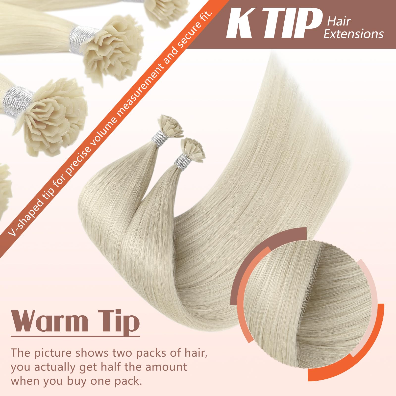 Sunny Blonde Keratin Tip Hair Extensions Human Hair 20Inch Ktip Hair Extensions Platinum Blonde K Tip Human Hair Extensions Pre