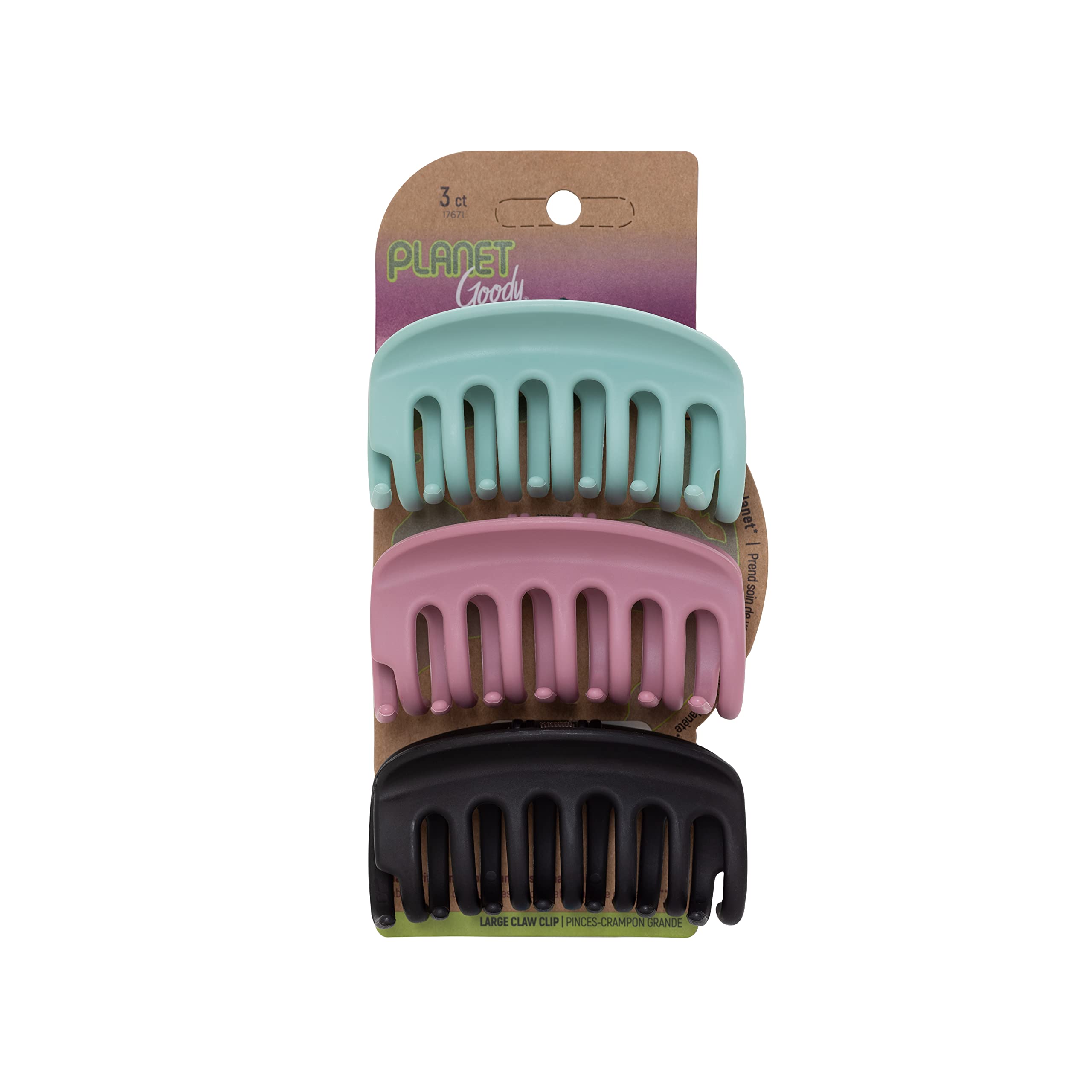 Goody Planet Sustainable Round Claw Clips - 3 Count, Assorted Bright Colors - Great For Easily Pulling Up Your Hair - Pain-Free