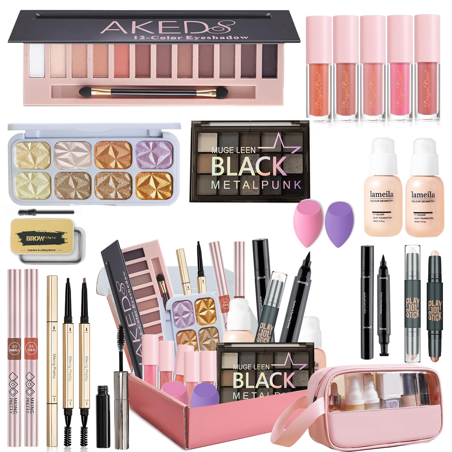 Makeup Kit for Women Full Kit, Maquillaje para Mujer en Oferta, Makeup Kit for Teens Includes Foundation Eyeshadow Blush Lipstic