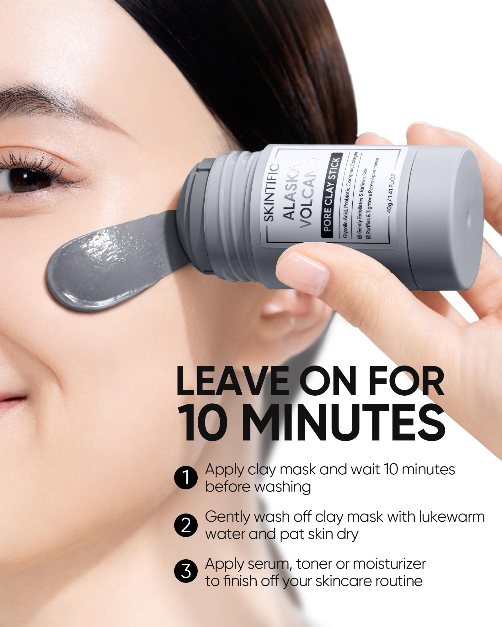 SKINTIFIC Blackhead Remover Face Mask with Alaska Volcano Clay and Charcoal, Deep Pore Cleansing Mark, Gentle Exfoliating, Smoot