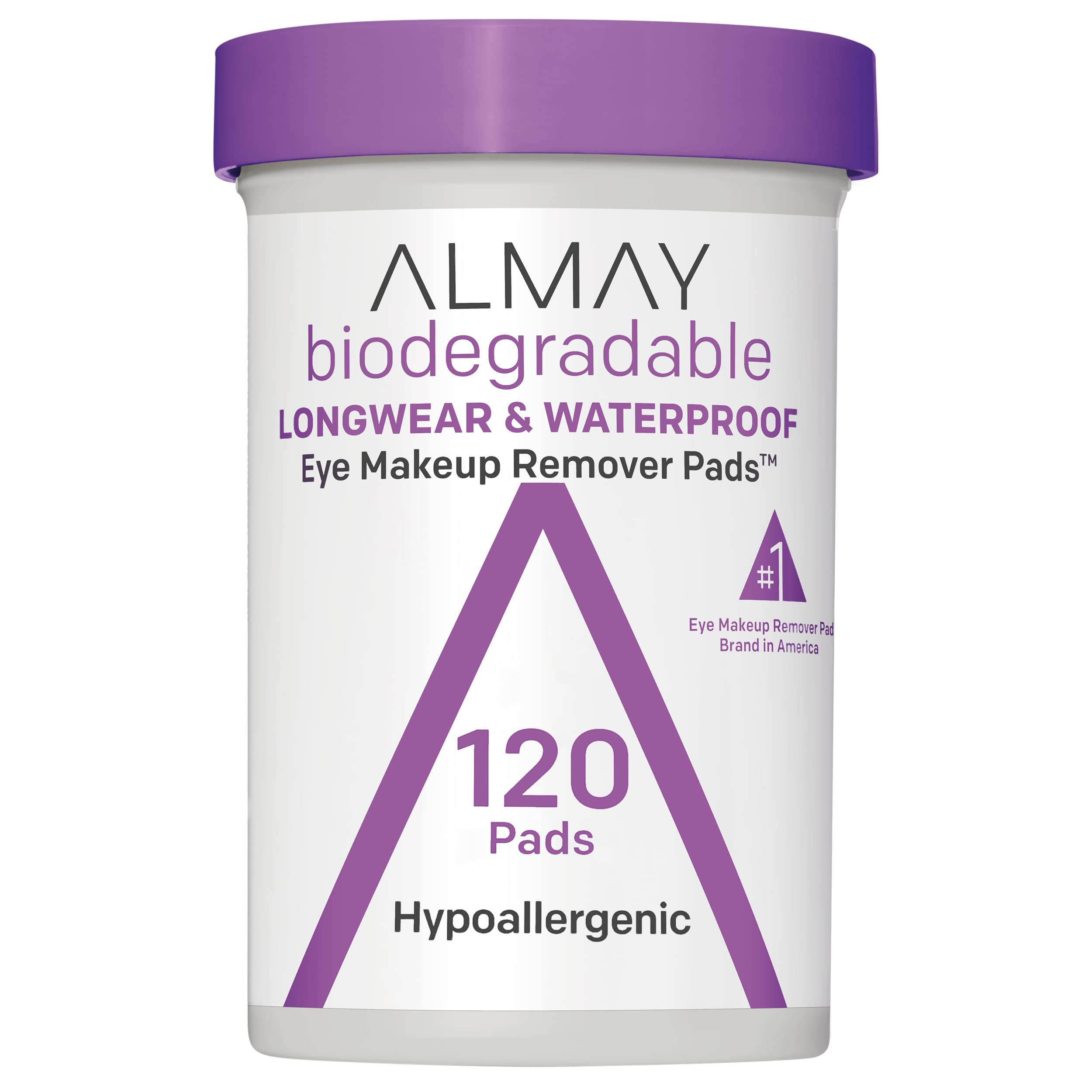 Almay Biodegradable Makeup Remover Pads, Longwear & Waterproof, Hypoallergenic, FragranceFree, Dermatologist & Ophthalmologist 