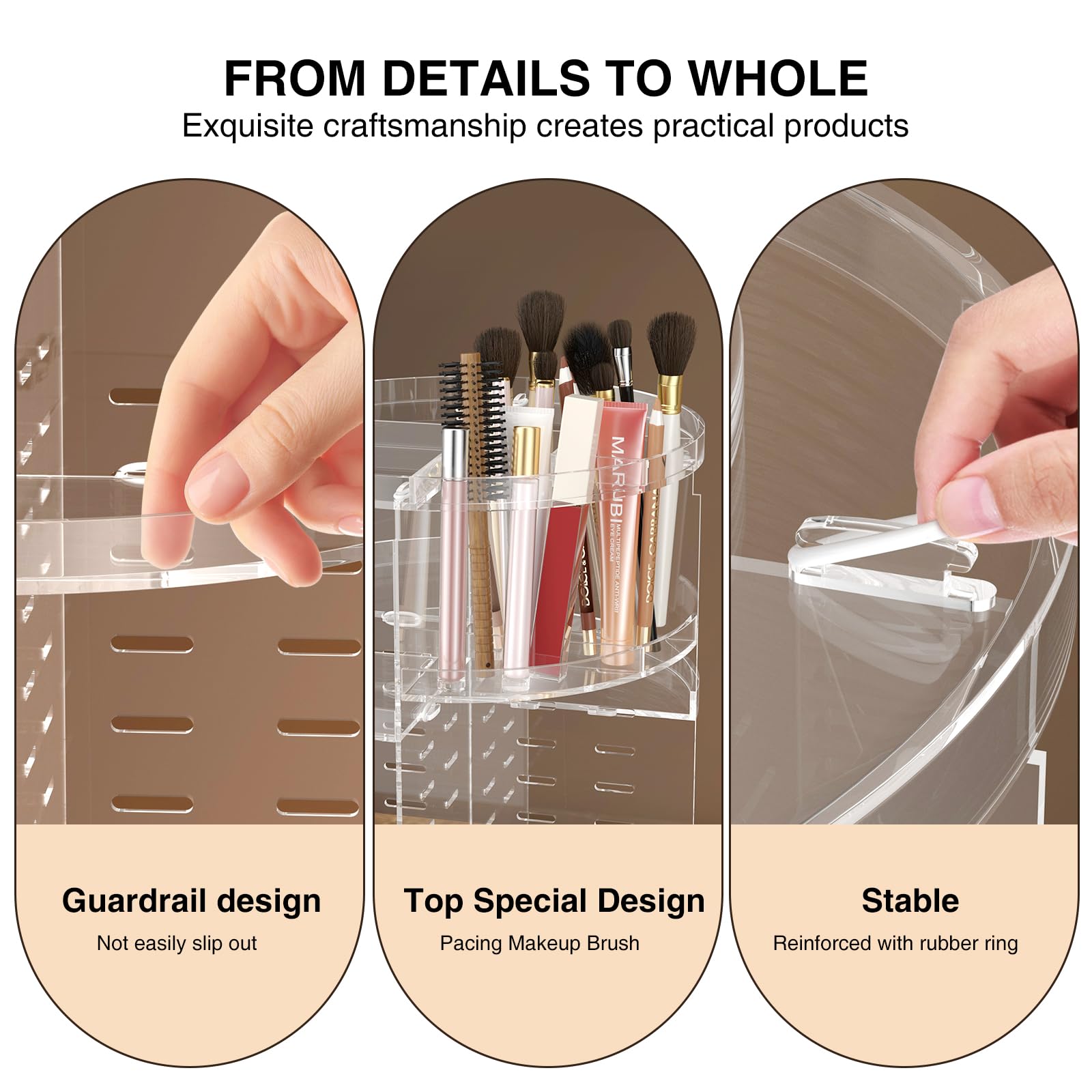 Famitree 360 Rotating Makeup Organizer, Diy 7 Adjustable Layers Spinning Holder, Large Capacity Cosmetic Storage Box Skincare Pe
