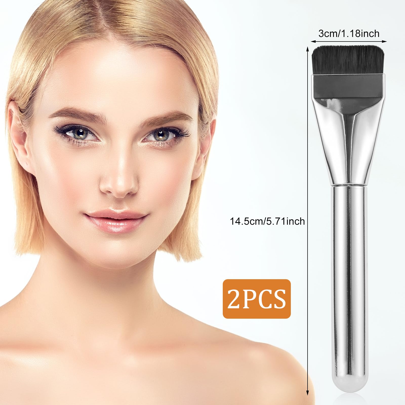 2pcs Flat Foundation Brush for Liquid Makeup, Ultra Thin Flat Head Foundation Brush Soft Dense Flat Makeup Brush Beauty Brushes