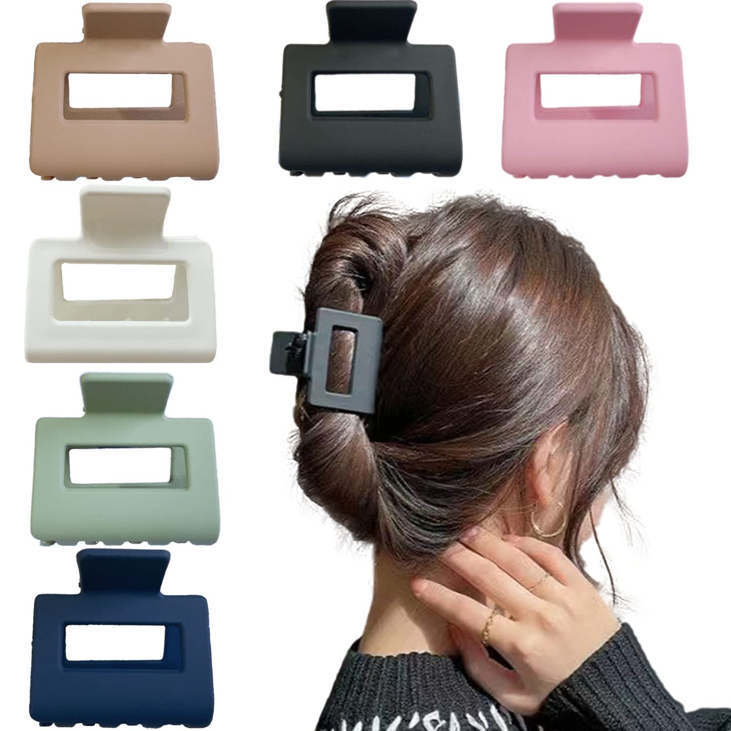 ZYIGYI 6 PCS Hair Claw Clips, 2'' Matte Hair Clips for Women and Thin Thick Hair 6 Color