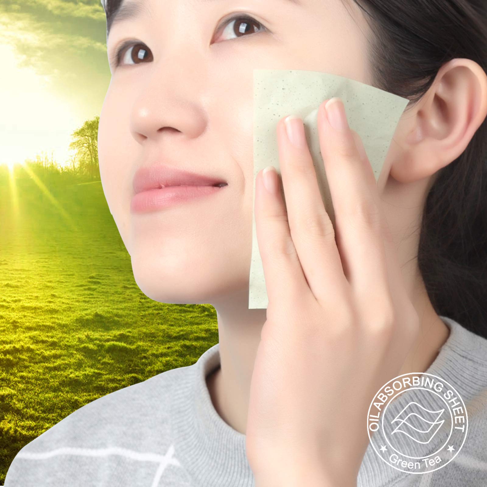 800 Counts Natural Green Tea Oil Control Film, Teenitor Oil Absorbing Sheets for Oily Skin Care, Blotting Paper