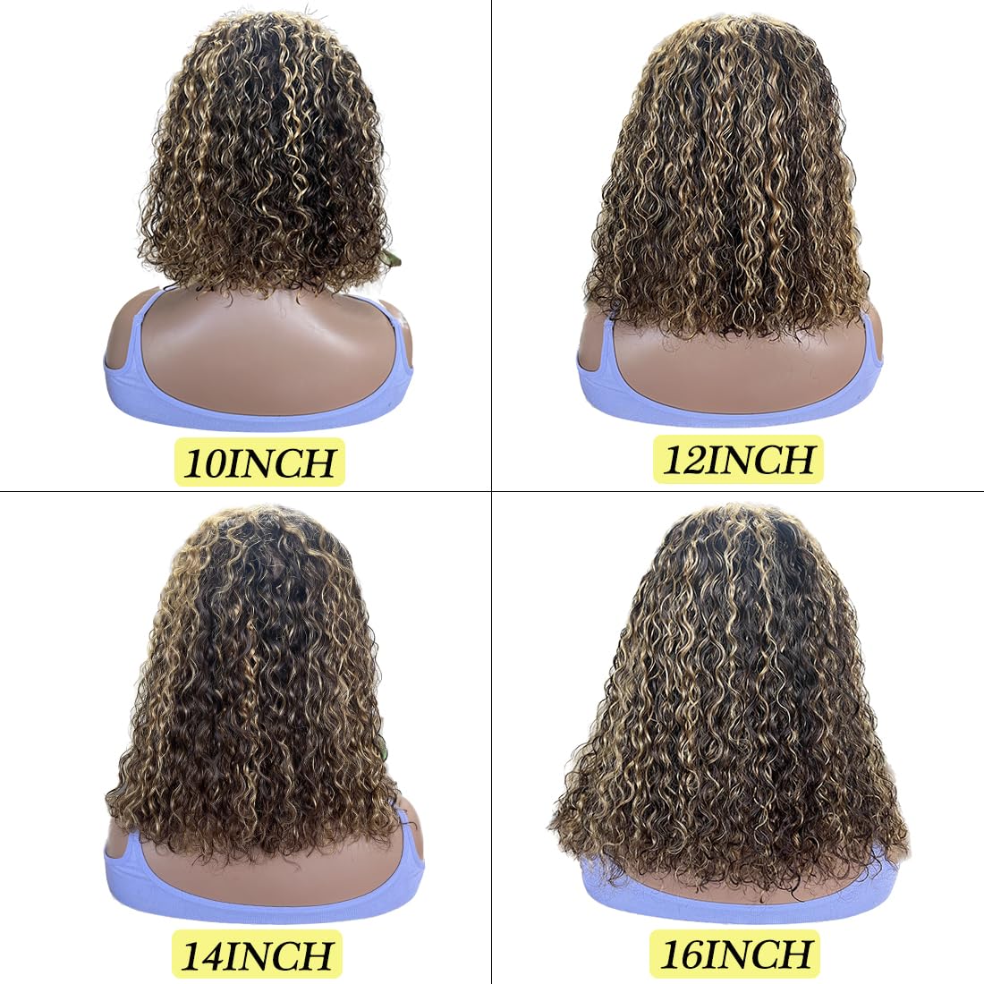 Highlight Bob Wig Human Hair 4X4 Lace Closure Wig Ombre Honey Blonde Short Curly Bob Wig Human Hair Curly Wave Hd Lace Front Wig