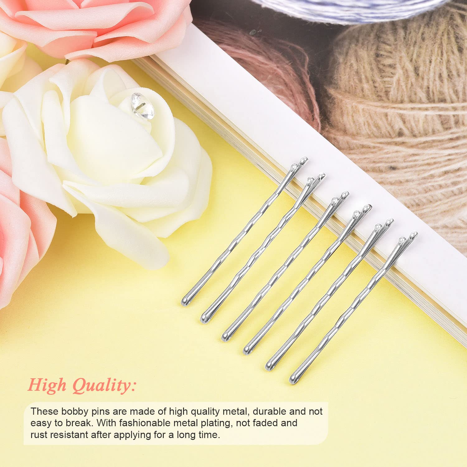240Pcs Silver Bobby Pins, MORGLES Bobby Pins for Gray Hair Secure Hold Hair Pins with a Box, 2.2 Inch