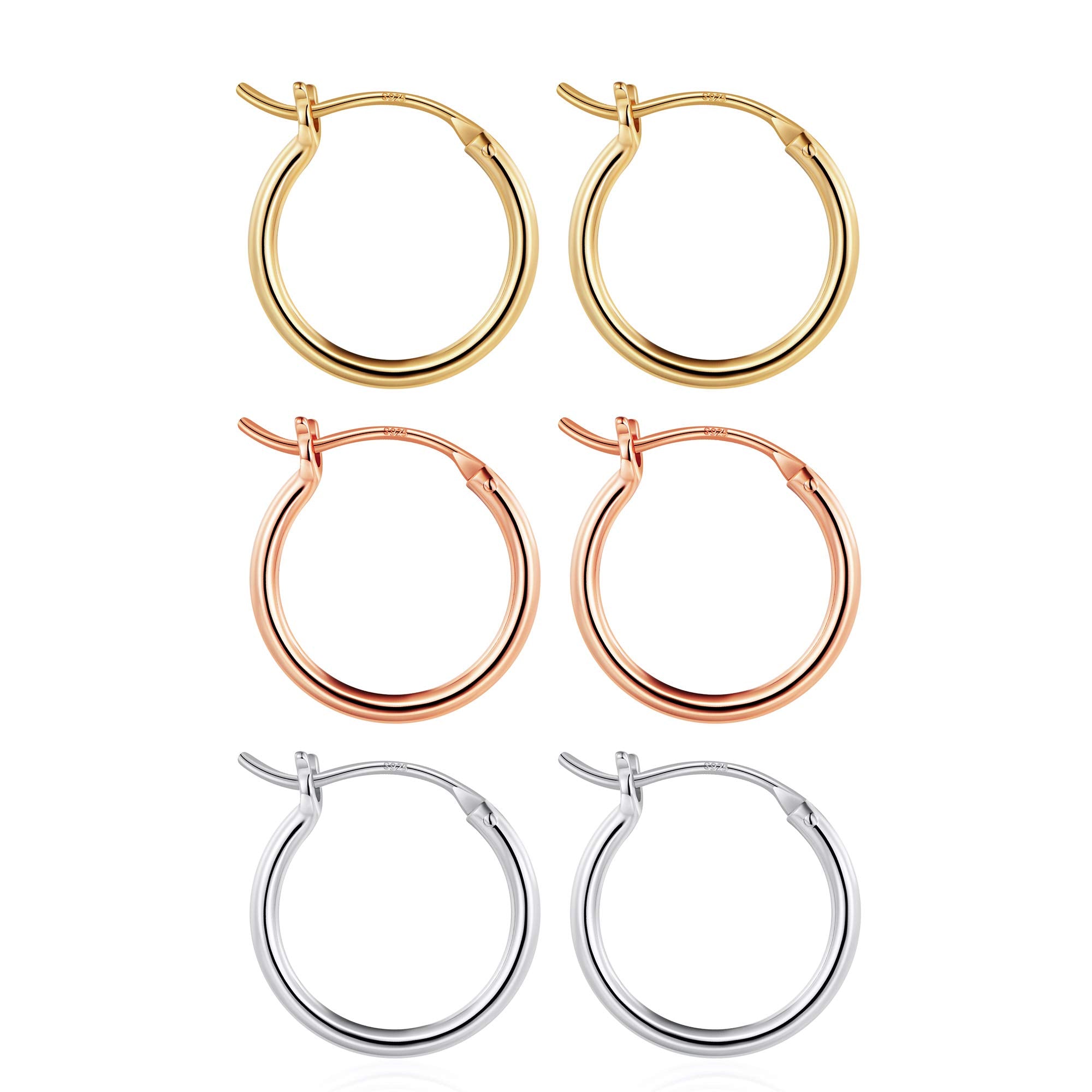 M MOOHAM Small Gold Hoop Earrings for Women, 14K Gold Plated 925 Sterling Silver Post Hypoallergenic Chunky Mini Hoops Earrings 