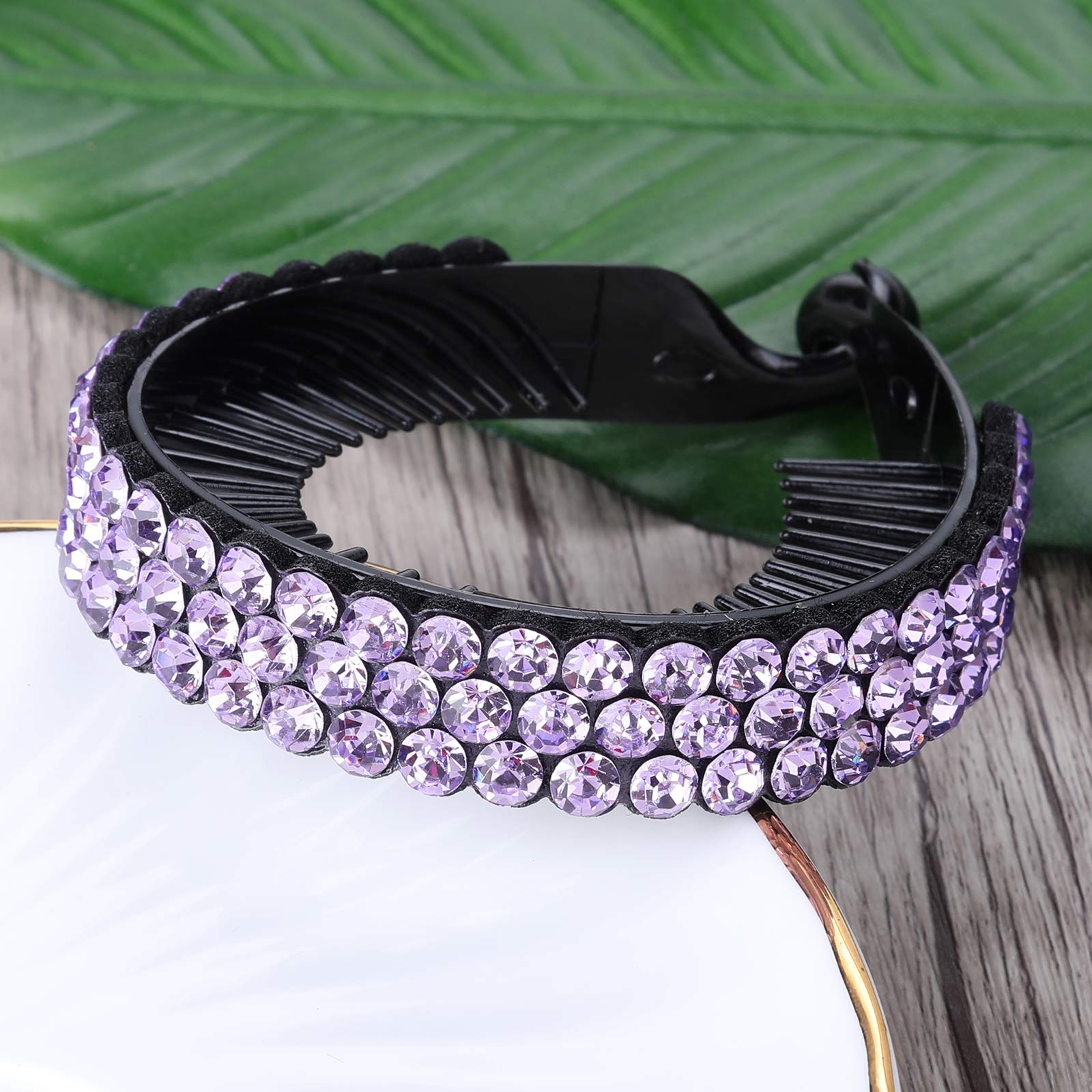 Rhinestone Hair Clip for Women - 5Pack Half-balloon Nest Expanding Hairpin Girls Hair Claws Hair Bun Holders Accessories (mixed