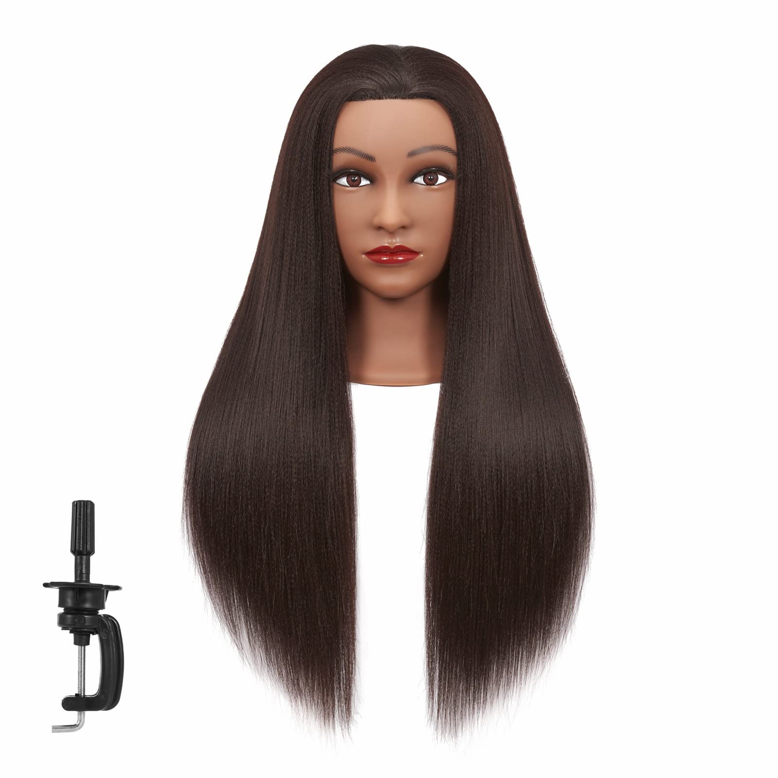Mannequin Head 26''-28'' Yaki Synthetic Fiber Training Head Braiding Head Hair Styling Manikin Cosmetology Doll Head Hairdresser