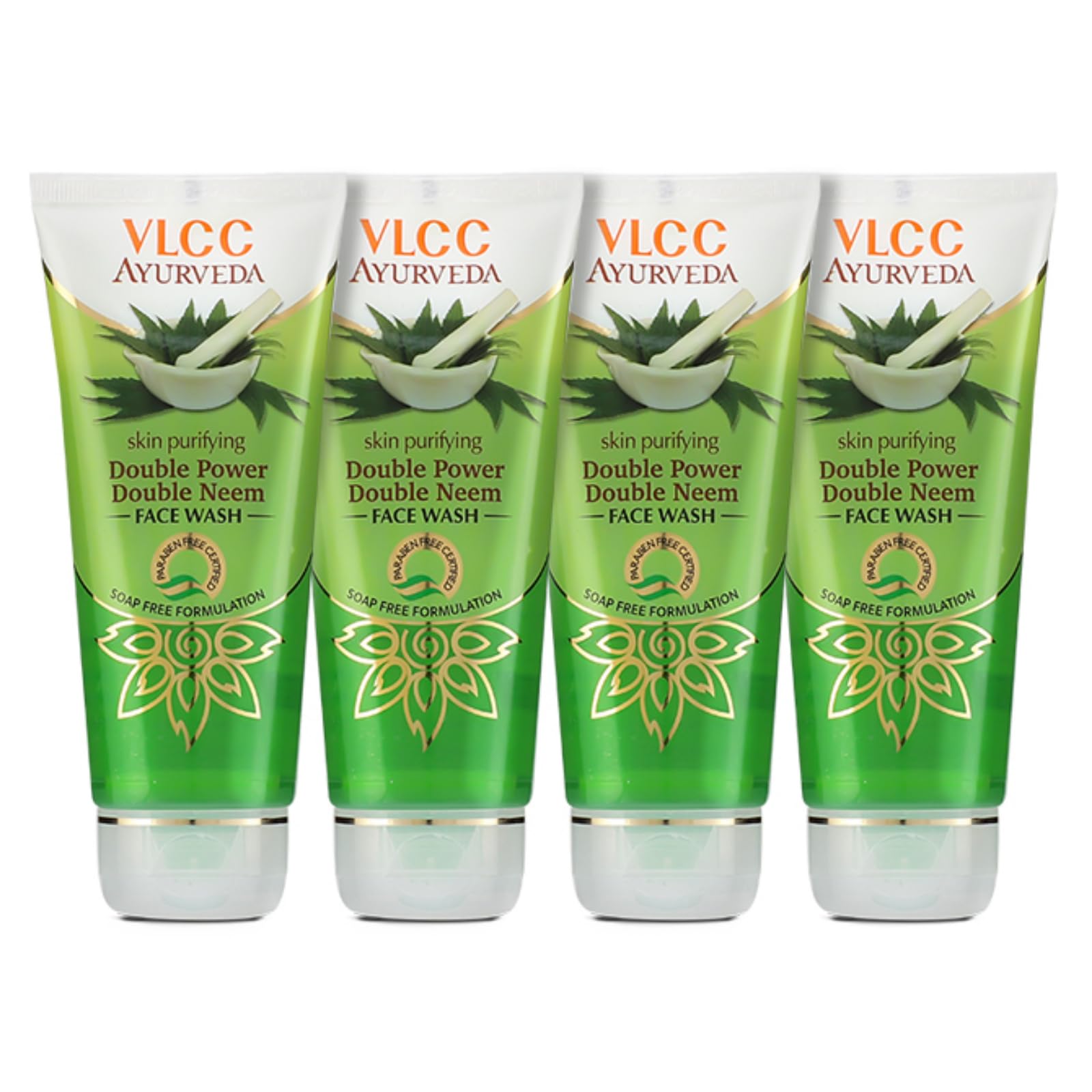 Vlcc Ayurveda Skin Purifying Double Power Double Neem Face Wash  100Ml X 4 (Pack Of 4) | Fight And Erase Acne & Pimples | For O