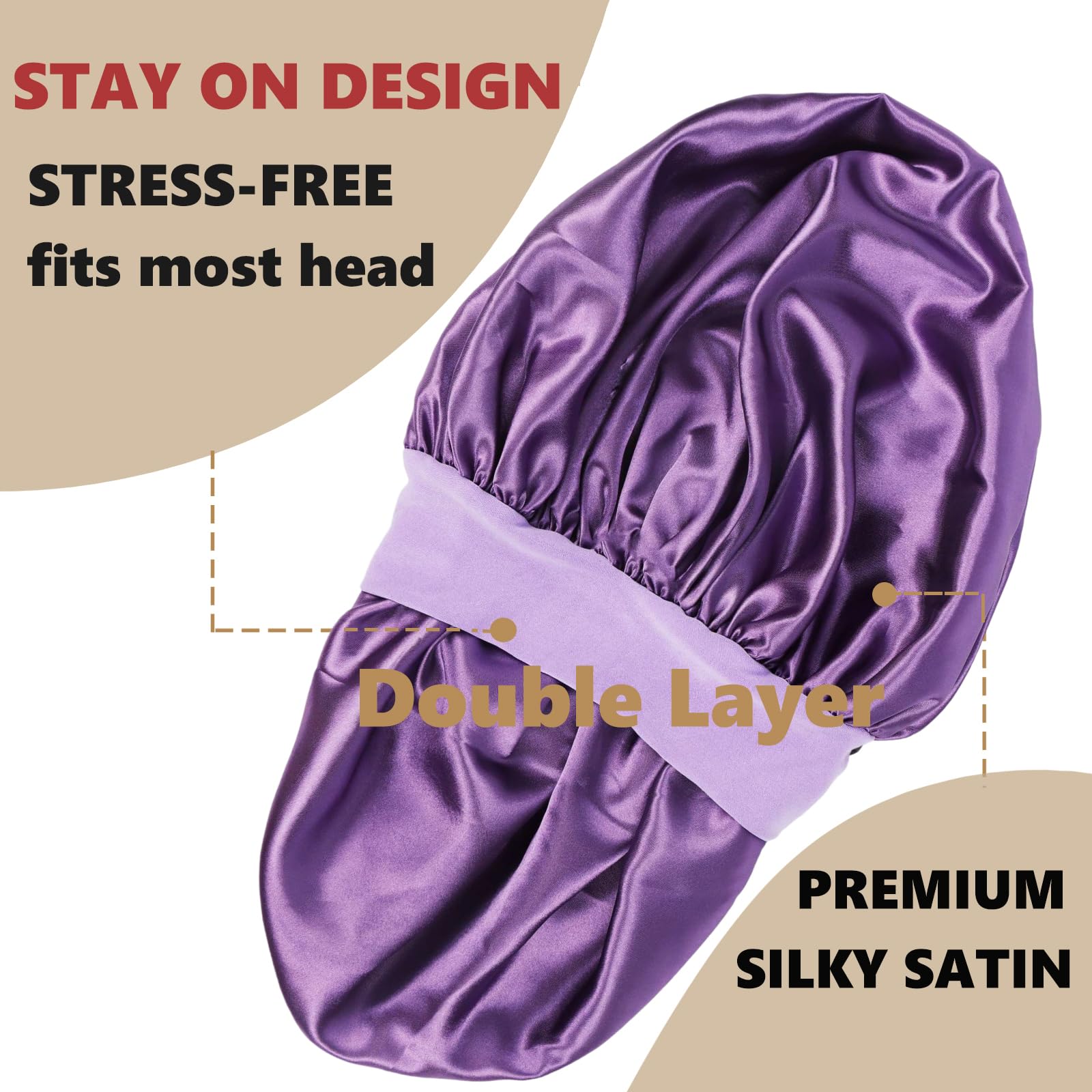 Lbylus 2 Pcs Silk Bonnet For Sleeping Women Bonnet For Men Satin Hair Bonnet For Sleeping Double Layer Sleep Cap Bonnet For Brai