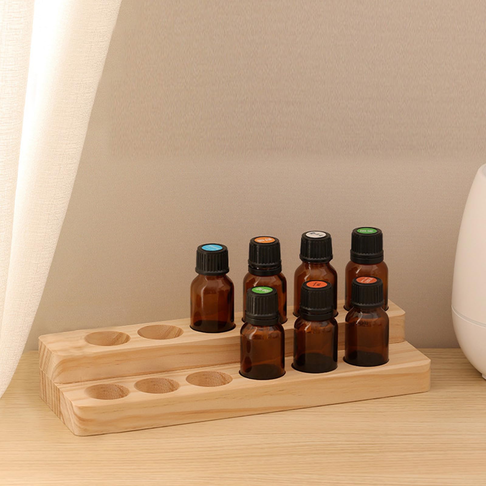 LONG TAO Essential Oil Display Stand Solid Wood Essential Oil Holder with 2 Tier Display Organizer Essential Oils Box Organizer