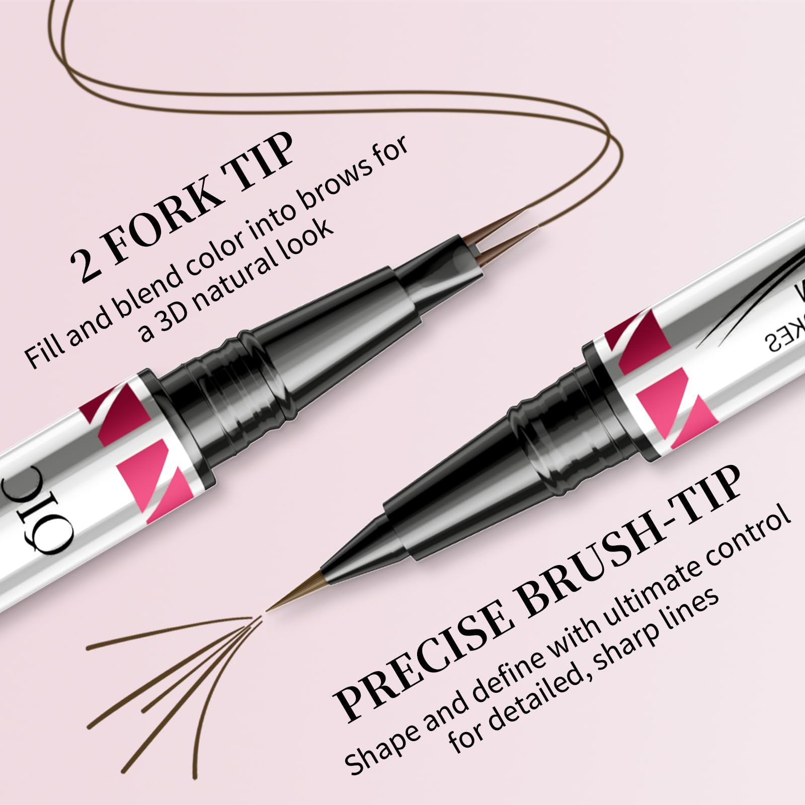 Eyebrow Pencils for Women, 2-in-1 Dual-Ended Microblading Eyebrow Pencil Waterproof with 2 Fork Tip and Spoolie Brush for Hair-L