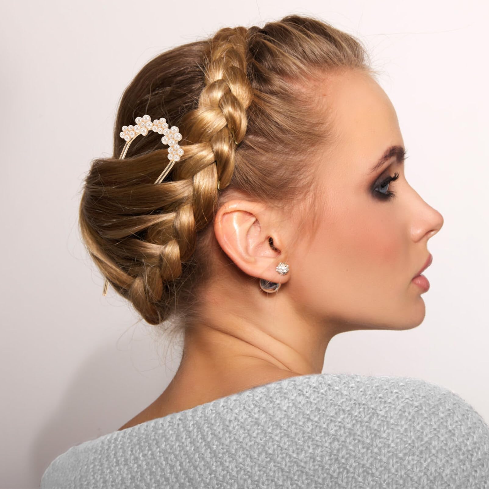 NOLITOY Pearl French Hair Pins, U Shaped Hair Fork Sticks Buns Updo Hair Accessories for Women Girls