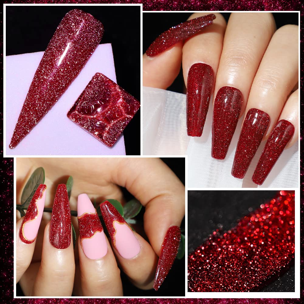 MIZHSE Diamond Gel Nail Polish, Reflective Glitter Gel Polish Set, Christmas Sparkly Shiny Gel Nail Art Varnish Manicure Kit, So