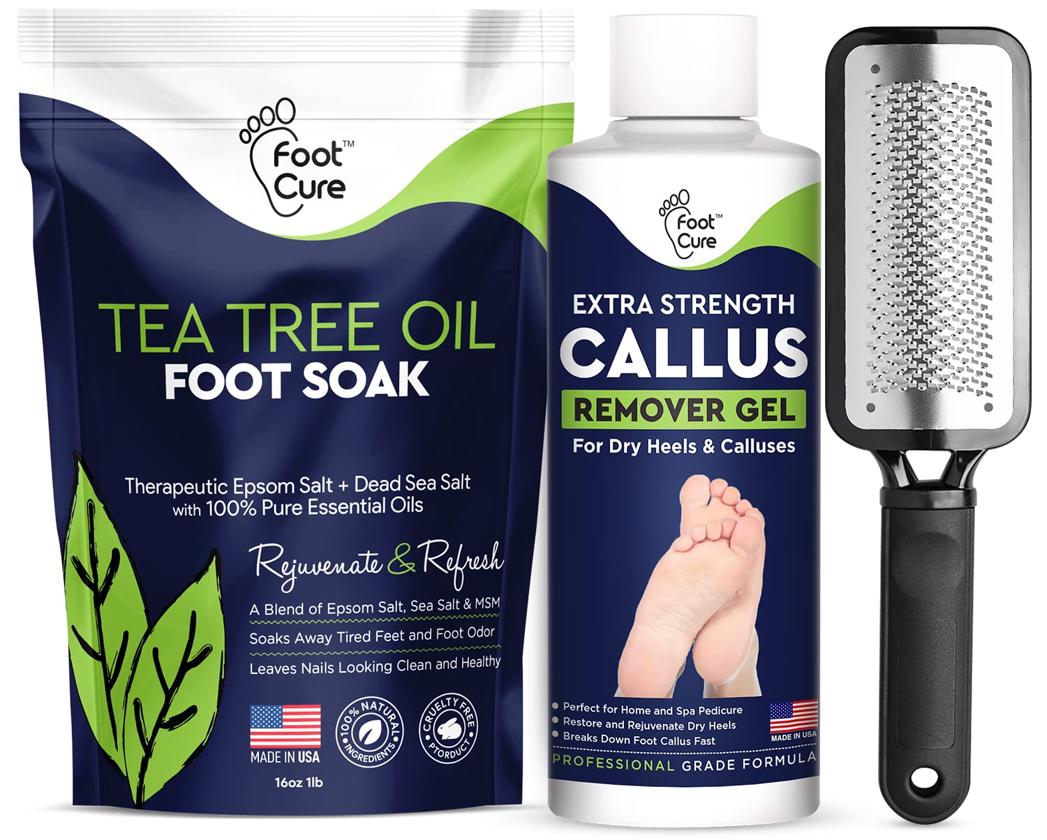 Tea Tree Foot Soak, Callus Remover Gel - Extra Strength Callus Remover Gel & Foot Soak With Epsom Salts For Calluses, Dry Cracke