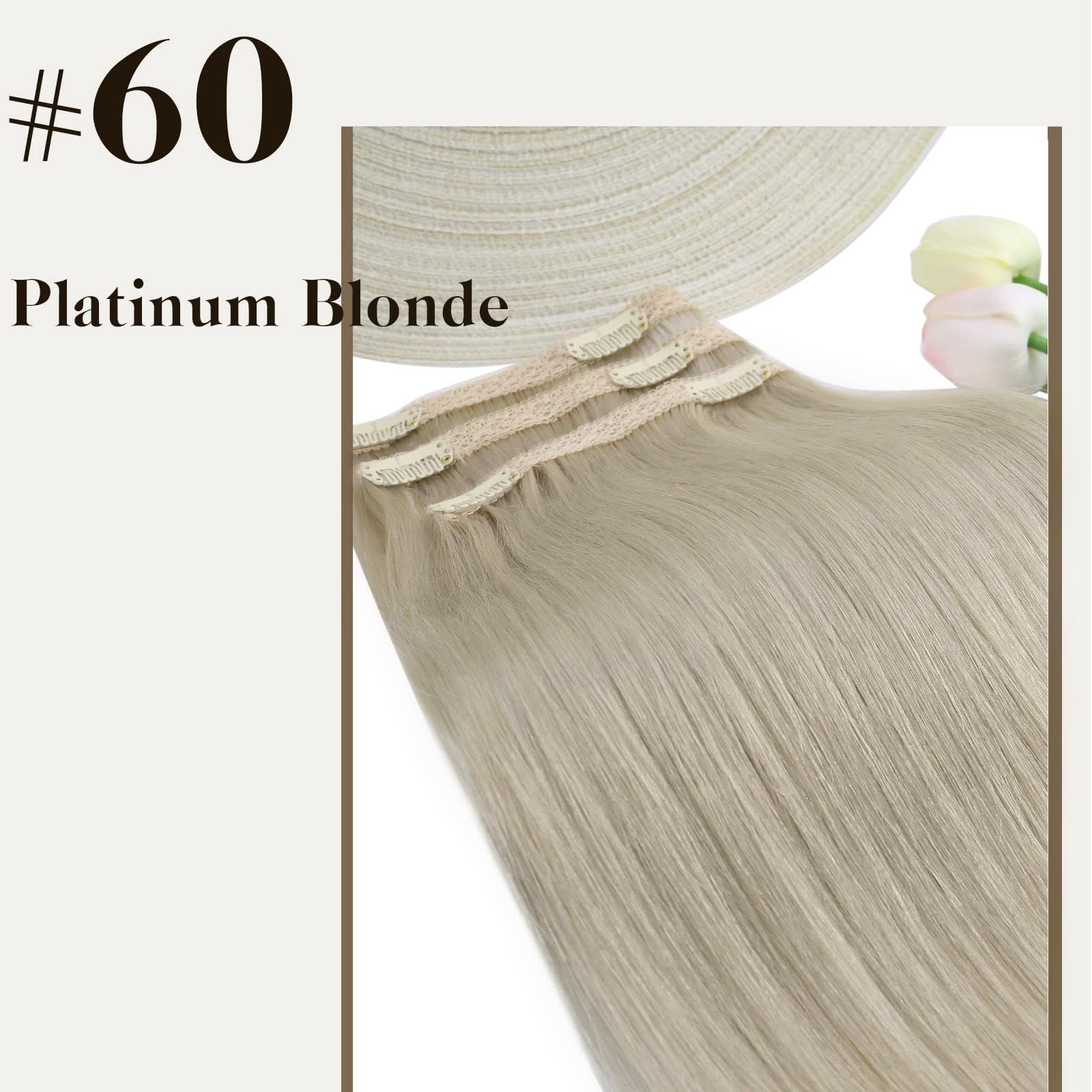 Sunny Human Hair Extensions Clip Ins Platinum Blonde Clip In Hair Extensions Straight Human Hair Clip In Extensions Blonde White
