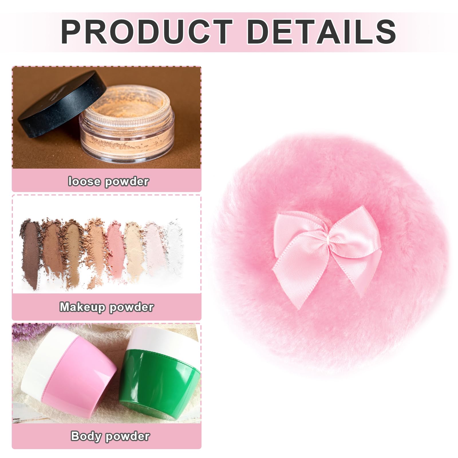 4Pcs Large Fluffy Powder Puff, White Powder Puff, Powder Puffs For Face Powder, Ultra Soft Body Powder Puff, Soft Face Body Powd
