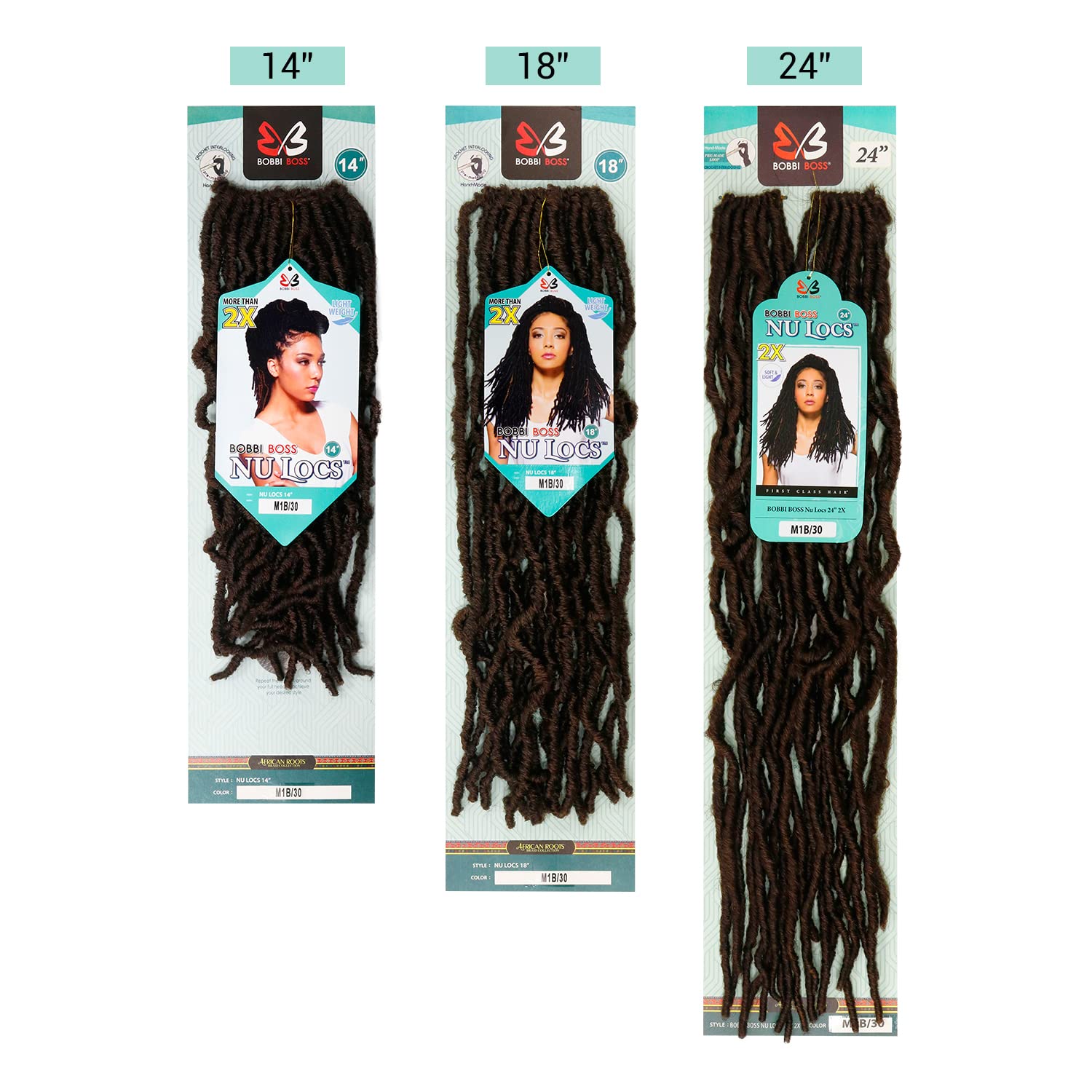 (6-Pack) Bobbi Boss Synthetic Hair Crochet Braids African Roots Braid Collection Nu Locs 24'' (2)