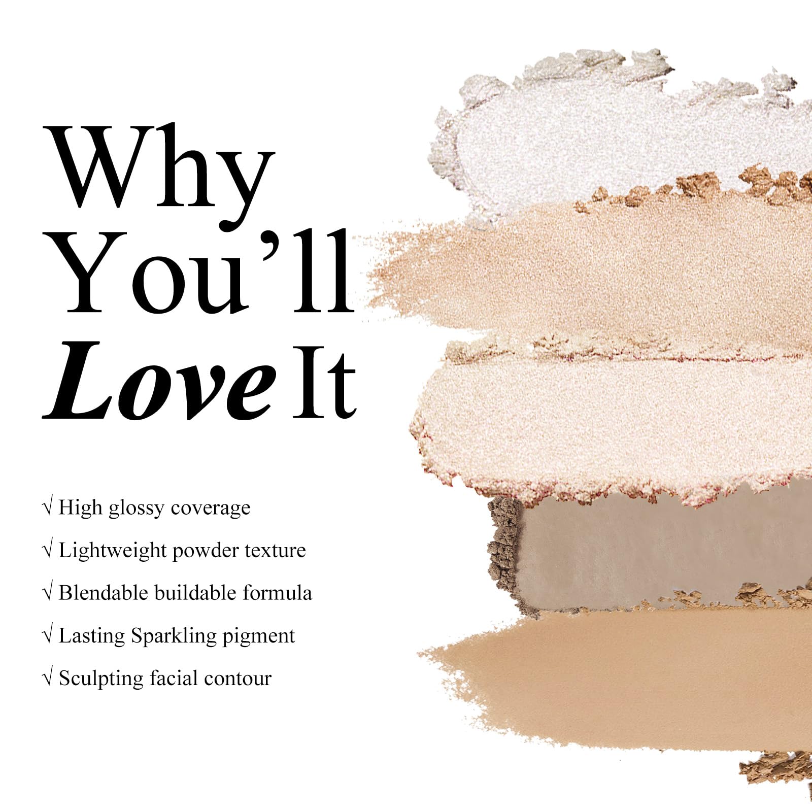 Kyda Face Sculpting Contour Palette, Smooth Matte Contour Pressed Powder, Ultra-Fine Lightweight, Easy To Blend, Multiuse Baked