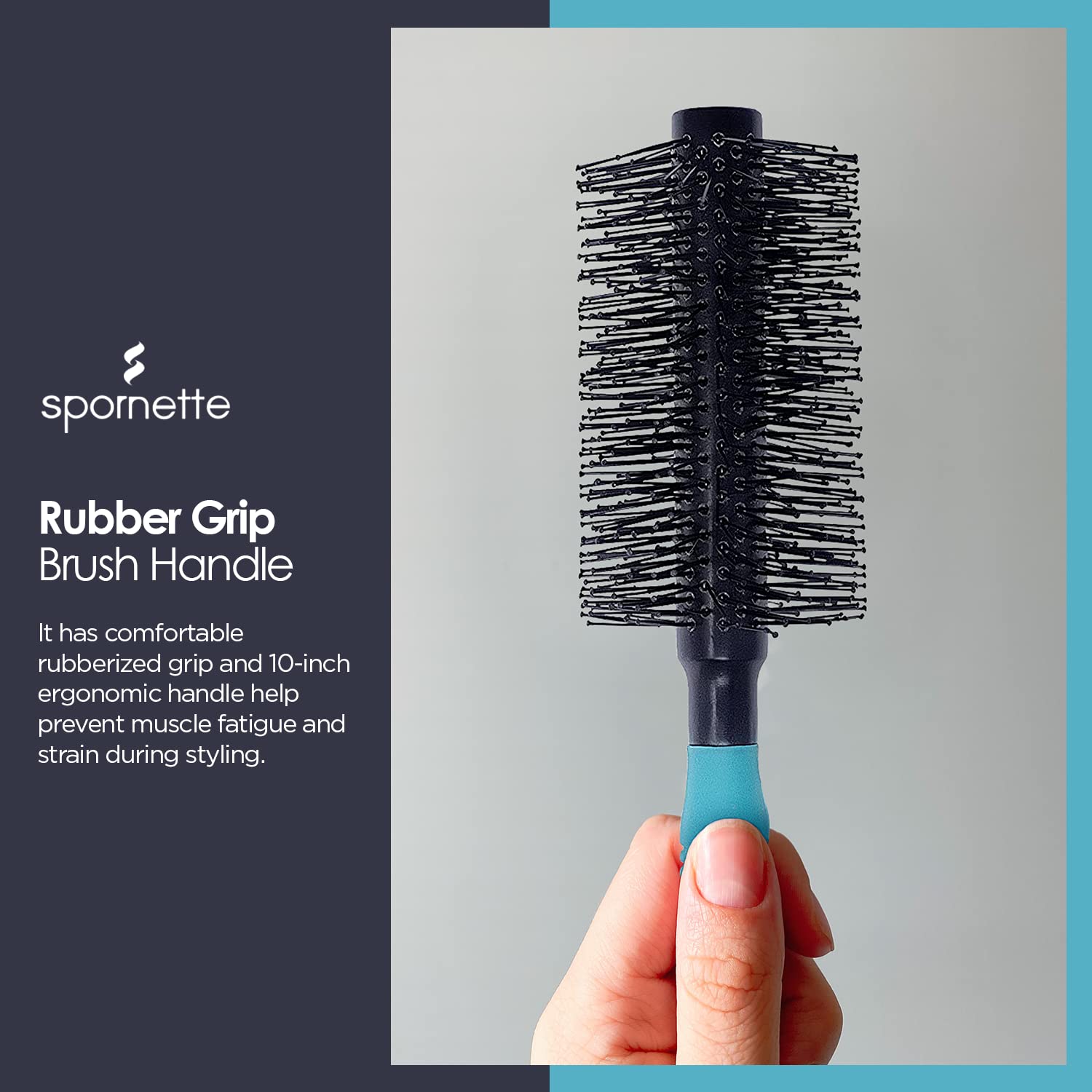 Spornette Double Stranded XL Nylon Round Brush 2.25 Inch (#962-XL) for Straightening, Smoothing, Relaxing, De-Frizzing, Detangli