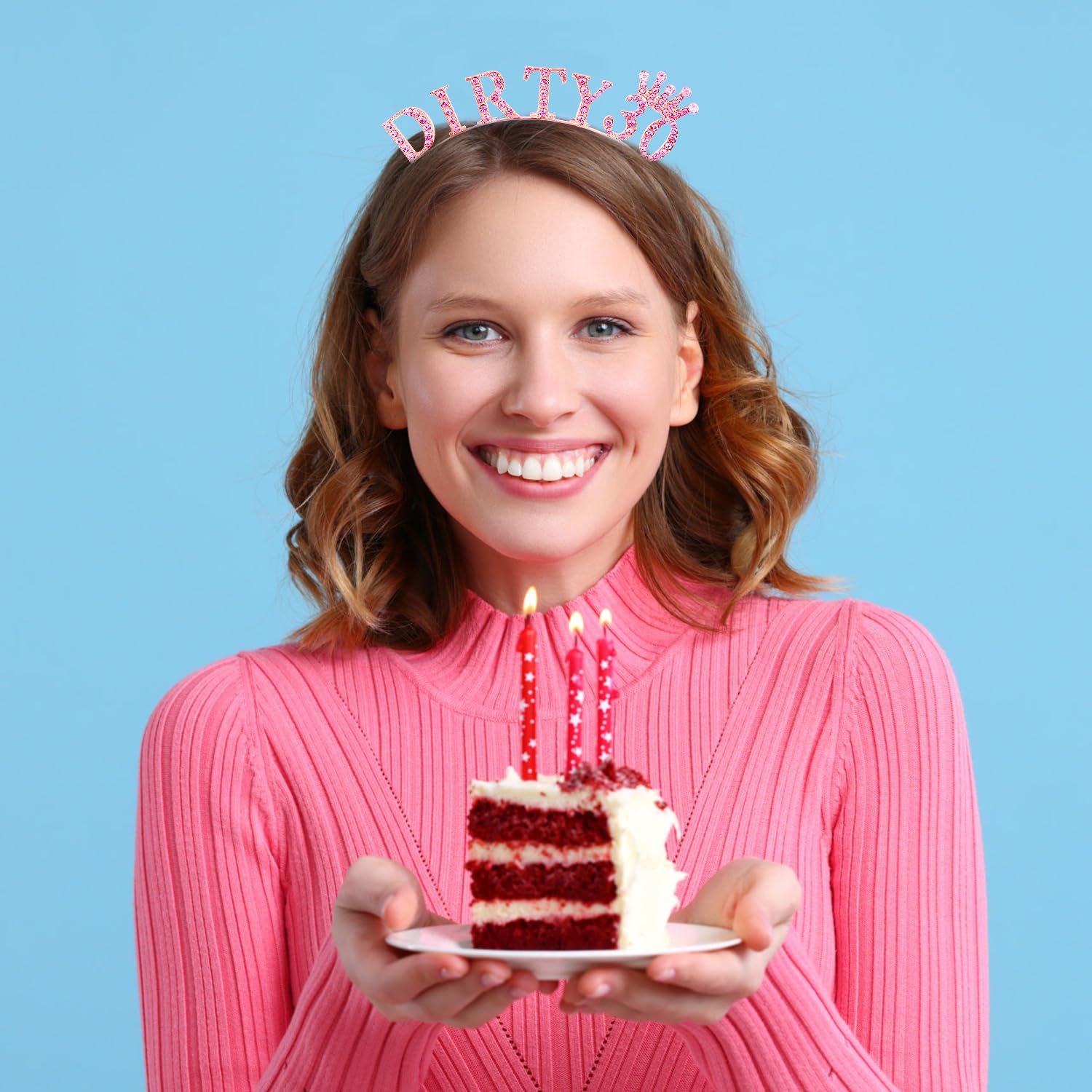 Atoden 30Th Birthday Decorations For Her Pink Dirty 30 Birthday Headband Princess Tiara Queen Crown 30Th Birthday Gifts For Her