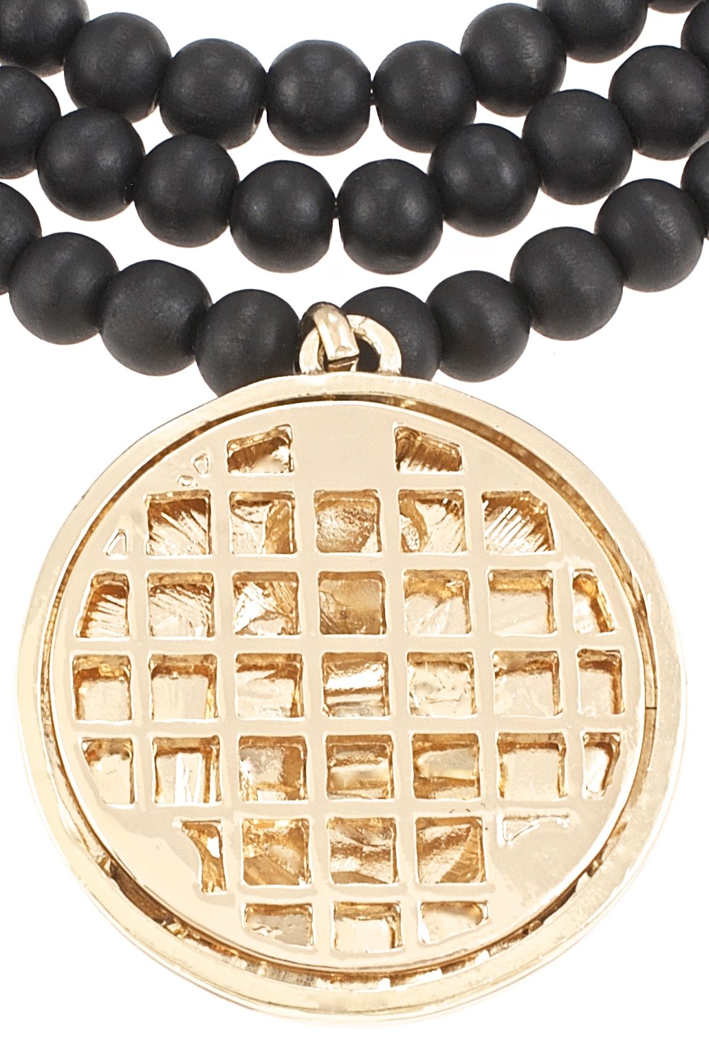 GWOOD Pharaoh Metal Pendant Necklace 36 Inch Wood Beaded Chain Medium Size