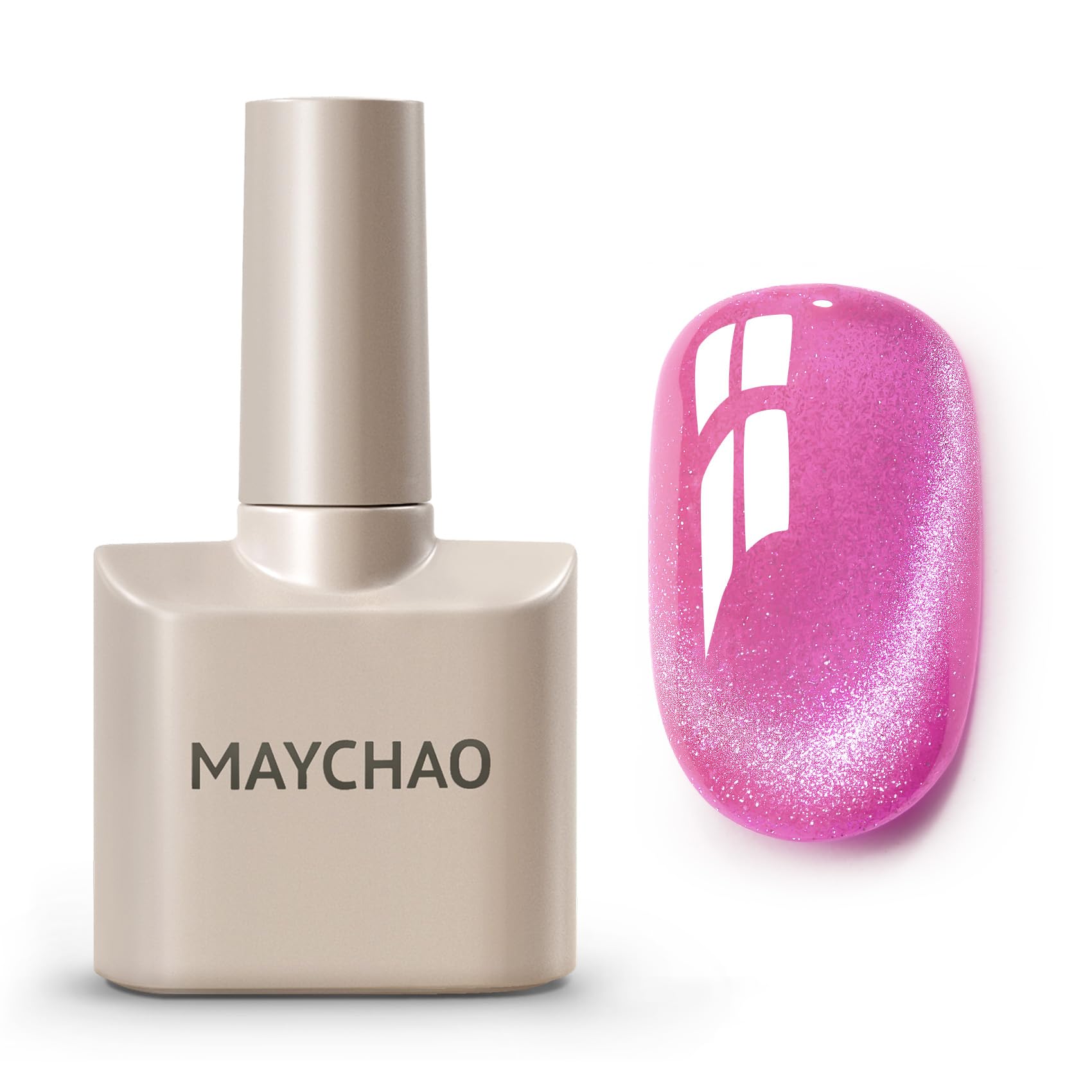 Maychao 15Ml Cat Eye Gel Nail Polish 1Pc Pink Gel Polish With Magnet Soak Off Holographic Magnetic Nail Polish For Nail Art Mani