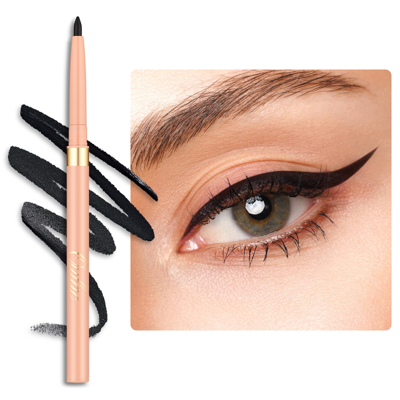 Oulac Black Eyeliner Pencil Waterproof Smudge Proof, Retractable Eye Liner Pen, Smooth And Creamy Eye Makeup For Precision Appli