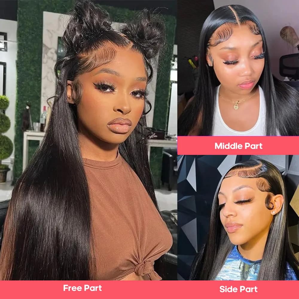 Beauhair Brazilian Straight Hair 3 Bundles With Frontal Closure(20 22 24+18Frontal) 13X4 Ear To Ear Lace Frontal Closure With Bu