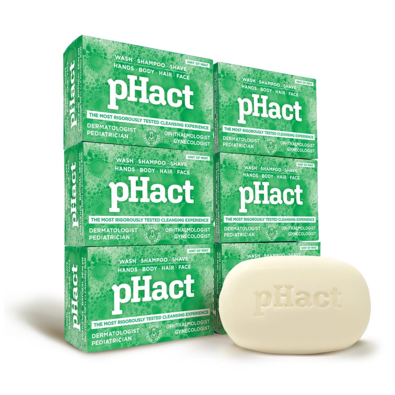 ANDREW LESSMAN pHact Moisture-Rich, Soap-Free Cleansing Bar Hint of Mint. Natural Skin pH. All Skin Types - Even Sensitive Skin.