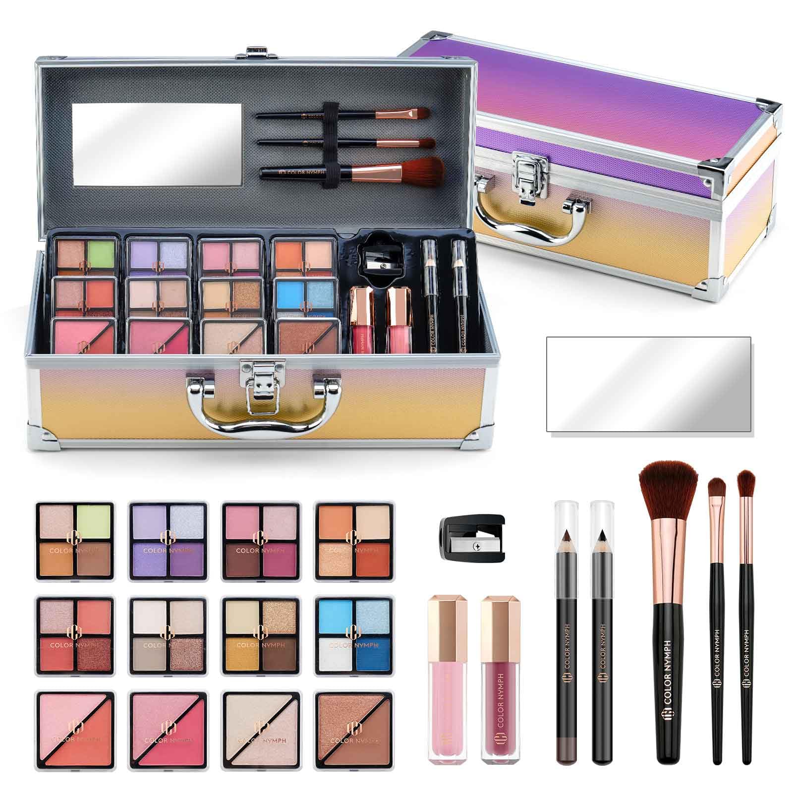 Color Nymph Girls Makeup Kit For Teenagers Girls With Train Case, Full Starter Cosmetics Set Included Included 32 Colors Eyeshad