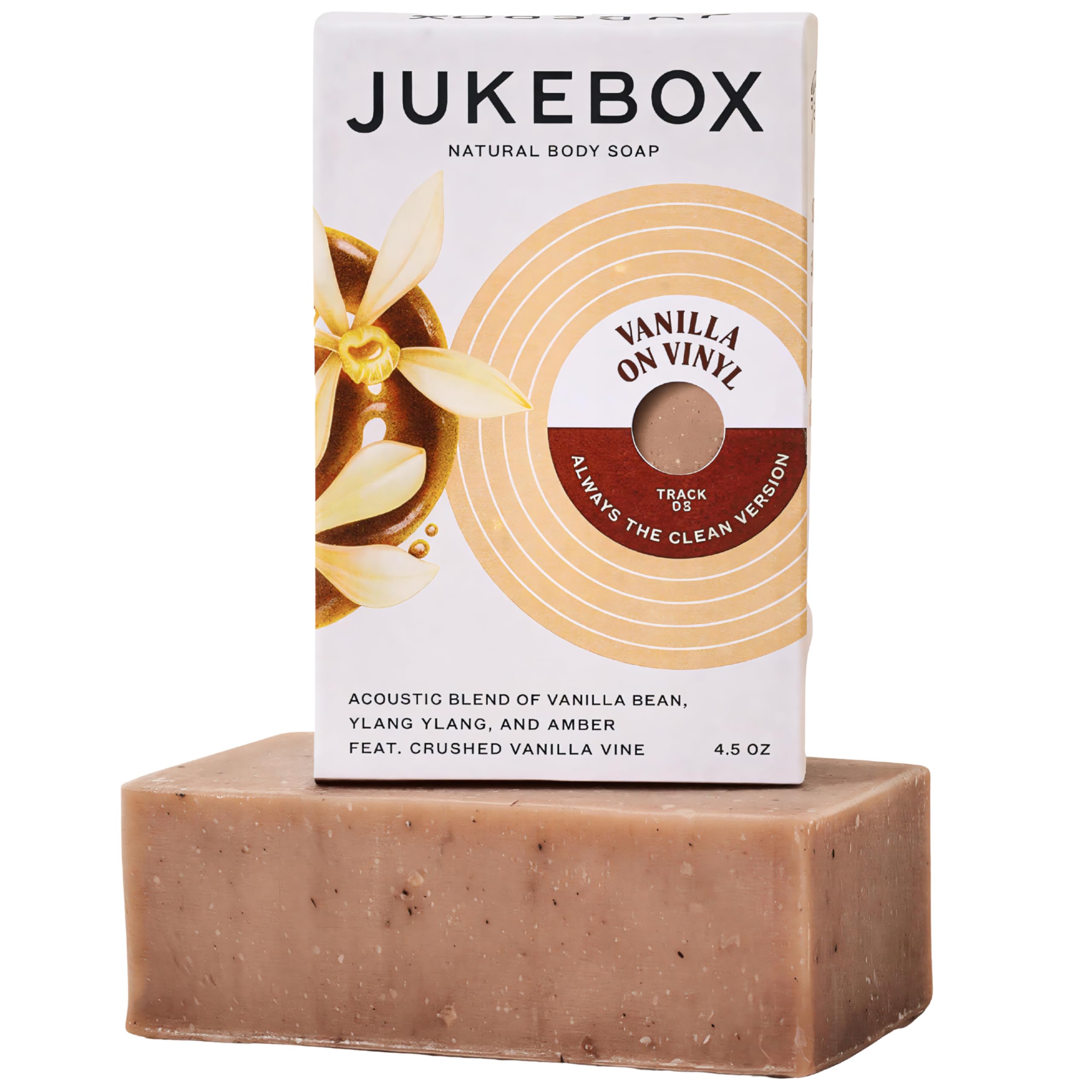 JUKEBOX Vanilla on Vinyl-Natural Bar Soap for Women | Cold Process, Light Scrub Bath Soap | No Harmful Ingredients | All Skin Ty