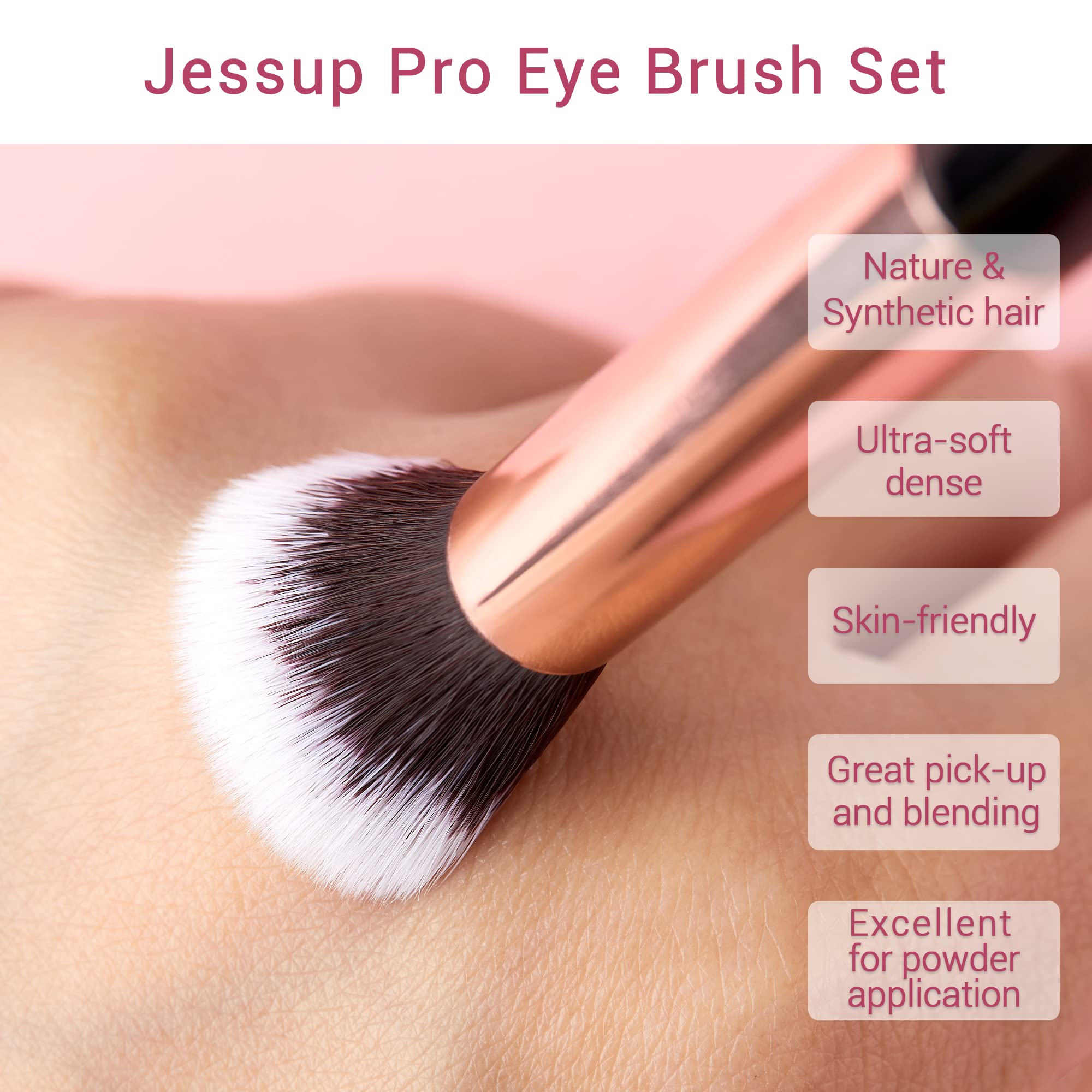 Jessup 15Pcs Professional Makeup Brushes Set Make up Brush Tools kit Eye Liner Shader Wood Handle Natural-synthetic Hair Brushes