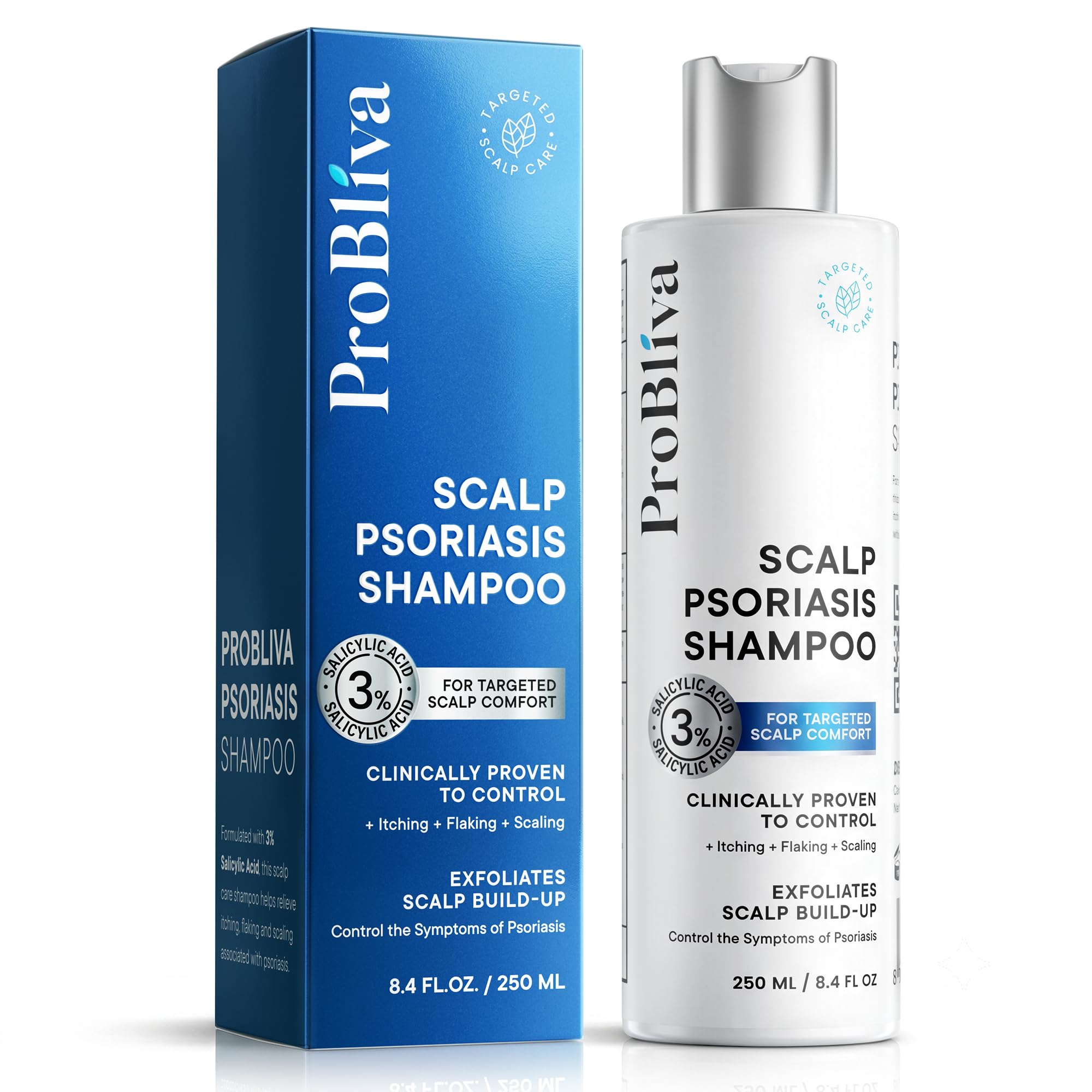 ProBliva Psoriasis Shampoo: Scalp Shampoo for Psoriasis, Seborrheic Dermatitis & Dandruff with 3% Salicylic Acid  Helps Relieve