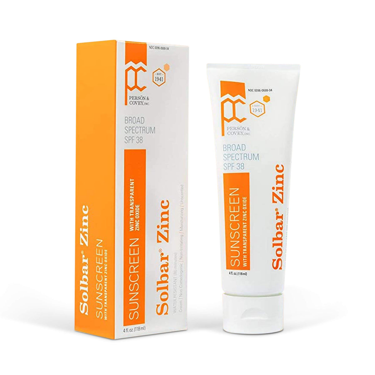 Solbar Sunscreen Zinc Unscented Transparent Cream Spf 38, 4 Oz