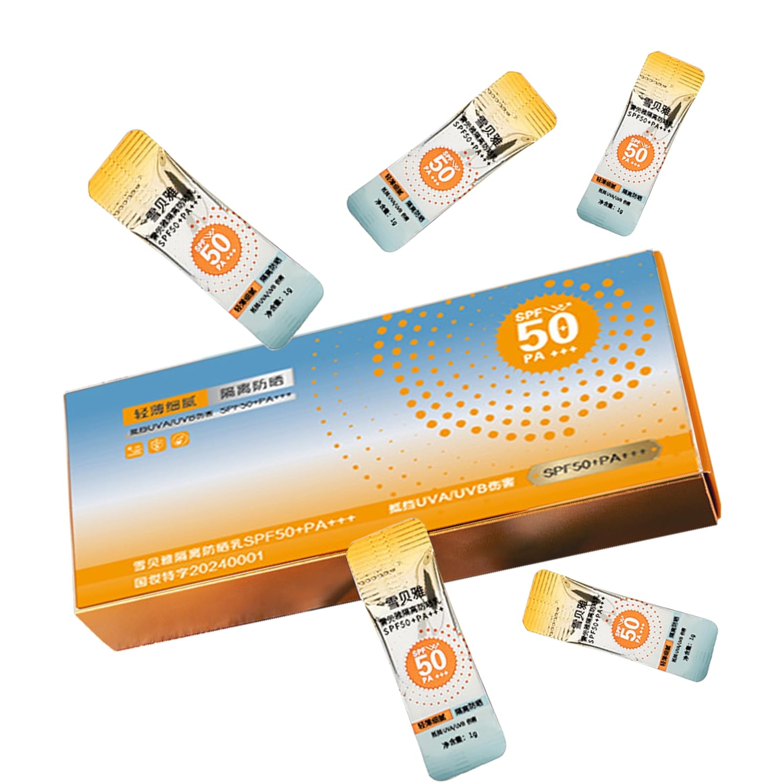 50PCS Mini Sunscreen SPF50+ PA+++ - Travel Size Sunscreen Bulk for Face & Body, Lightweight & Non-Greasy, Water-Resistant, Perfe