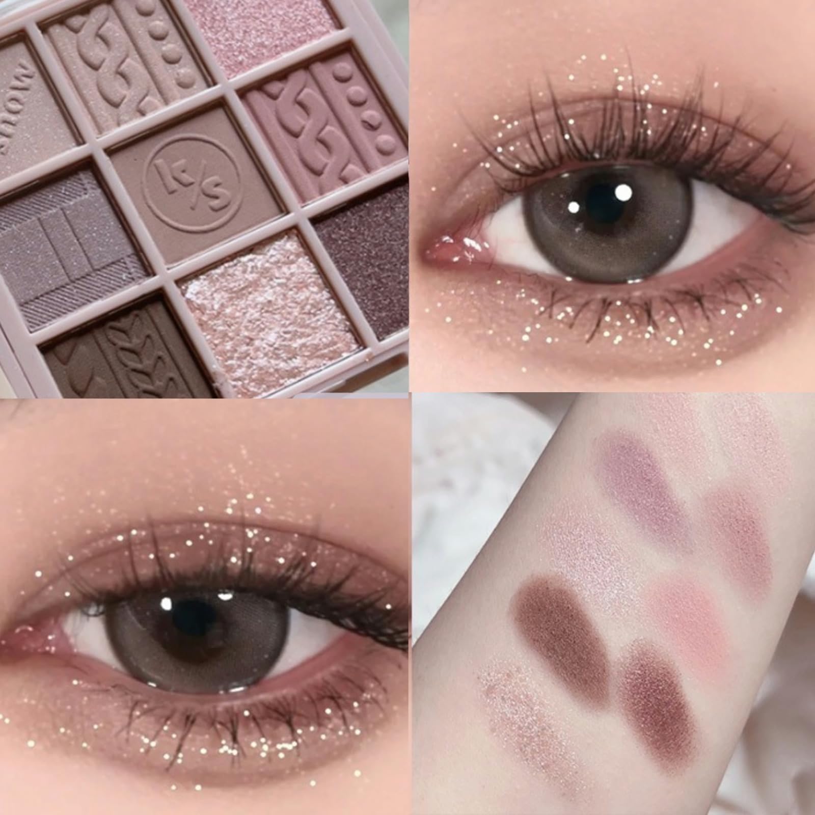 9Color Eyeshadow Palette Makeup, Matte Glitter Shimmer Korean Eye Shadow Palettes, Highly Pigmented Long Lasting Waterproof Blen