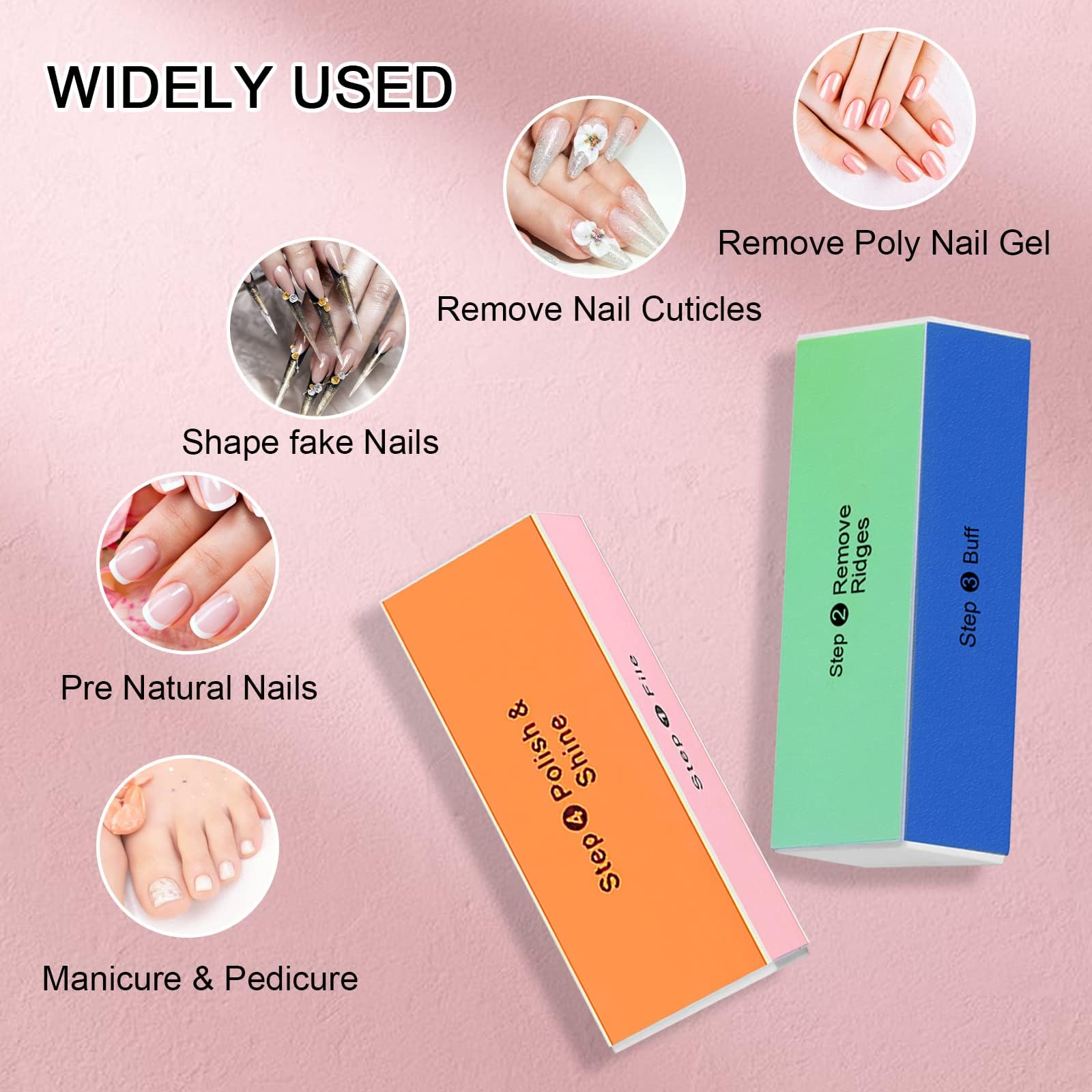 Soft 'N Style 4 Way Shiny Block / 4 Step Buffing Block Shine Nail Buffer 3 Pcs
