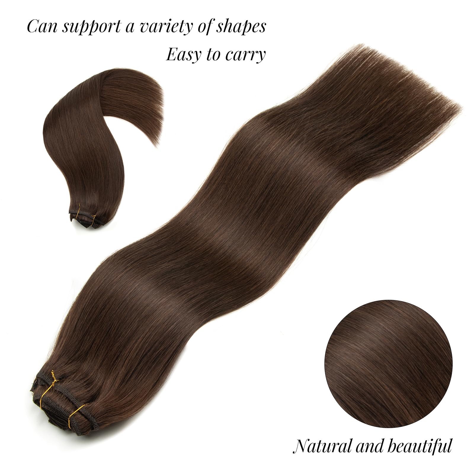 Moucyo Clip In Hair Extensions 7Pcs/120G, 100% Remy Clip In Hair Extensions Real Human Hair 14 Inch, 16Clips Seamless Clip In Ha