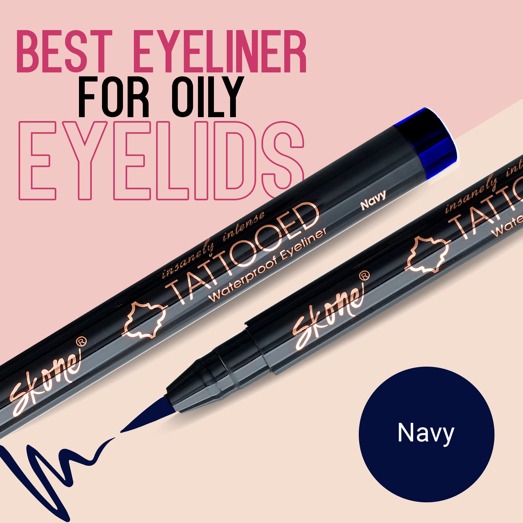 Skone Cosmetics Insanely Intense Tattooed Eyeliner Pen - Waterproof Liquid Eyeliner, Long Lasting, Sweat Proof, Smudge Proof Fel