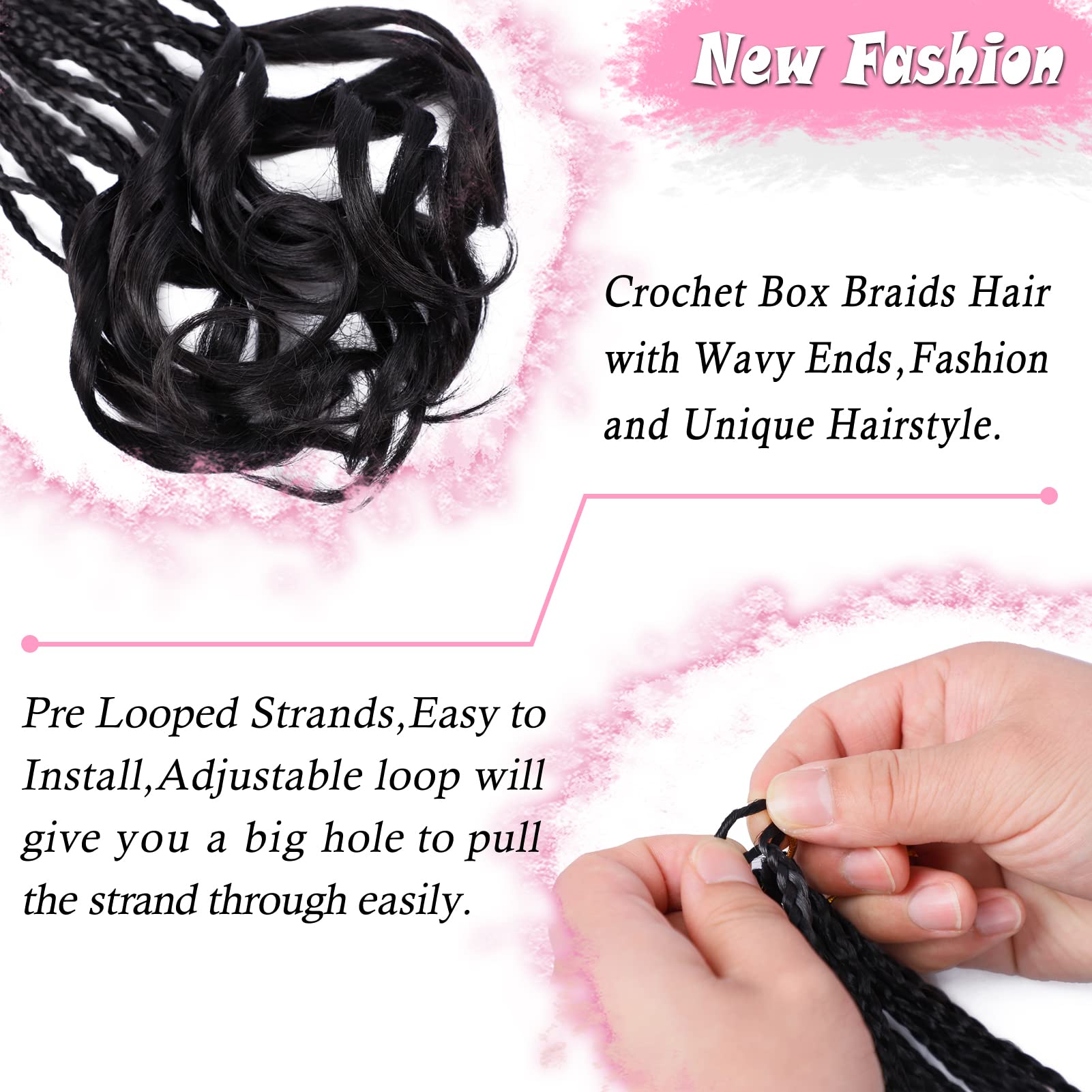 French Curl Crochet Braids 22 Inch 6 Packs Goddess Box Braids Crochet Hair Pre Looped French Curly Braiding Hair Crochet Box Bra