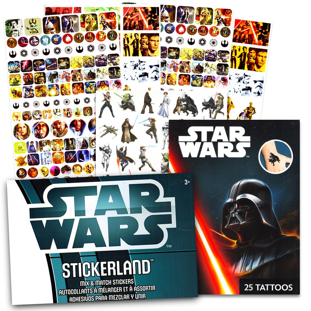 Star Wars Stickers & Tattoos Party Favor Pack (275 Stickers & 25 Temporary Tattoos)