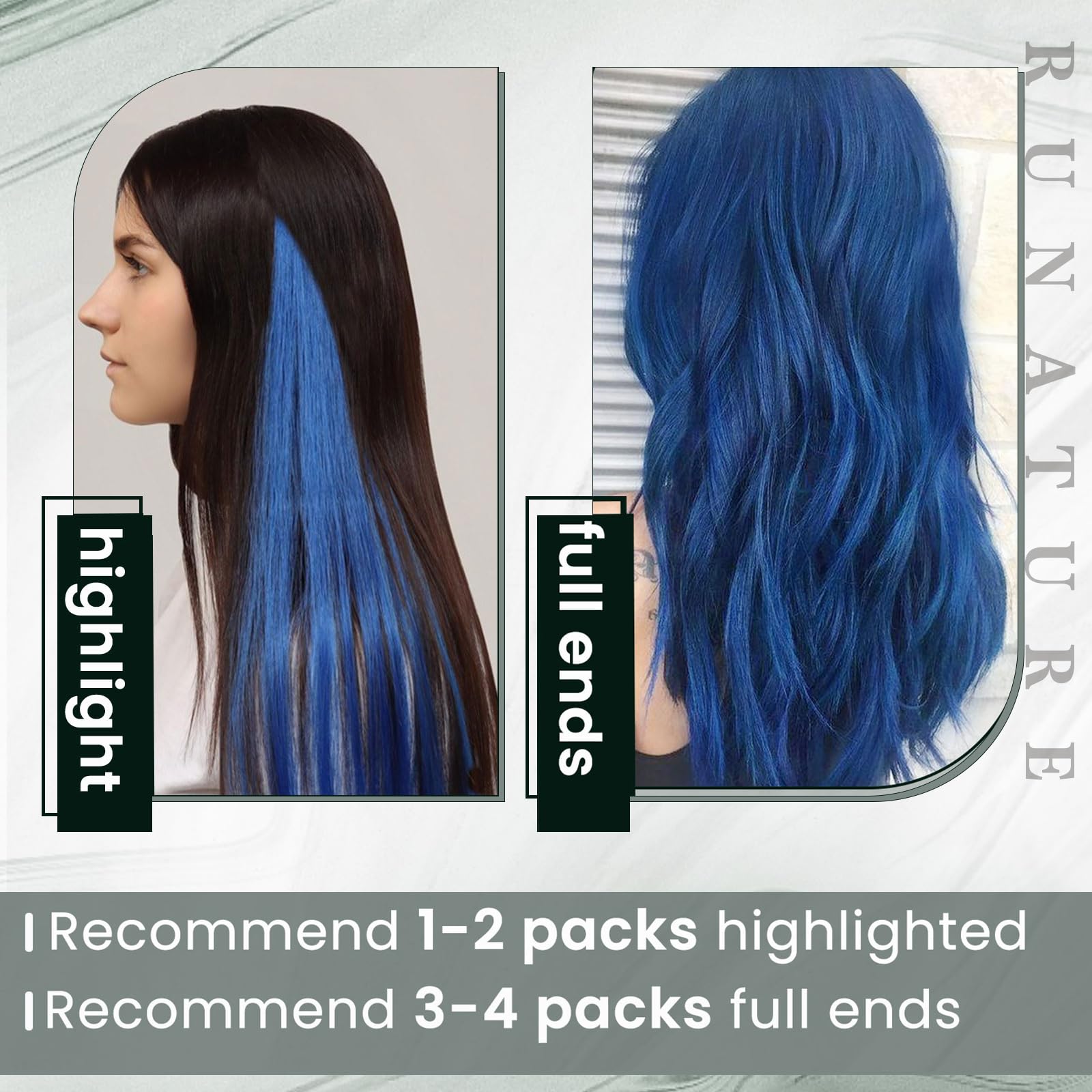 Runature Blue I Tip Hair Extensions Human Hair 16 Inch Blue I Tip Hair Extensions Real Human Hair Blue Hair Extensions I Tip Blu