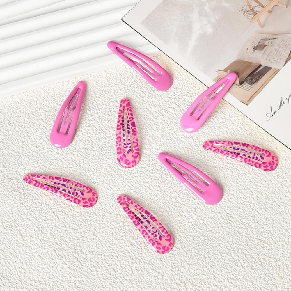 Y2k Pink Snap Hair Clips Leopard Print Barrettes Hairpins Small No-Slip Metal Hair Clips for Thick Thin Hair Styling Decorations